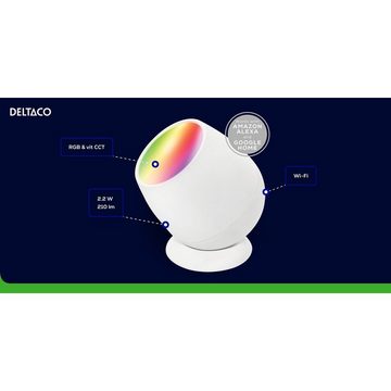 DELTACO SMART HOME LED Schreibtischlampe SH-LA01 RGB-Wecklicht Wake-Up Leuchte Nachttischlampe WLAN, LED, steuerbar per App, Sprachsteuerung per Amazon Alexa und Google Home