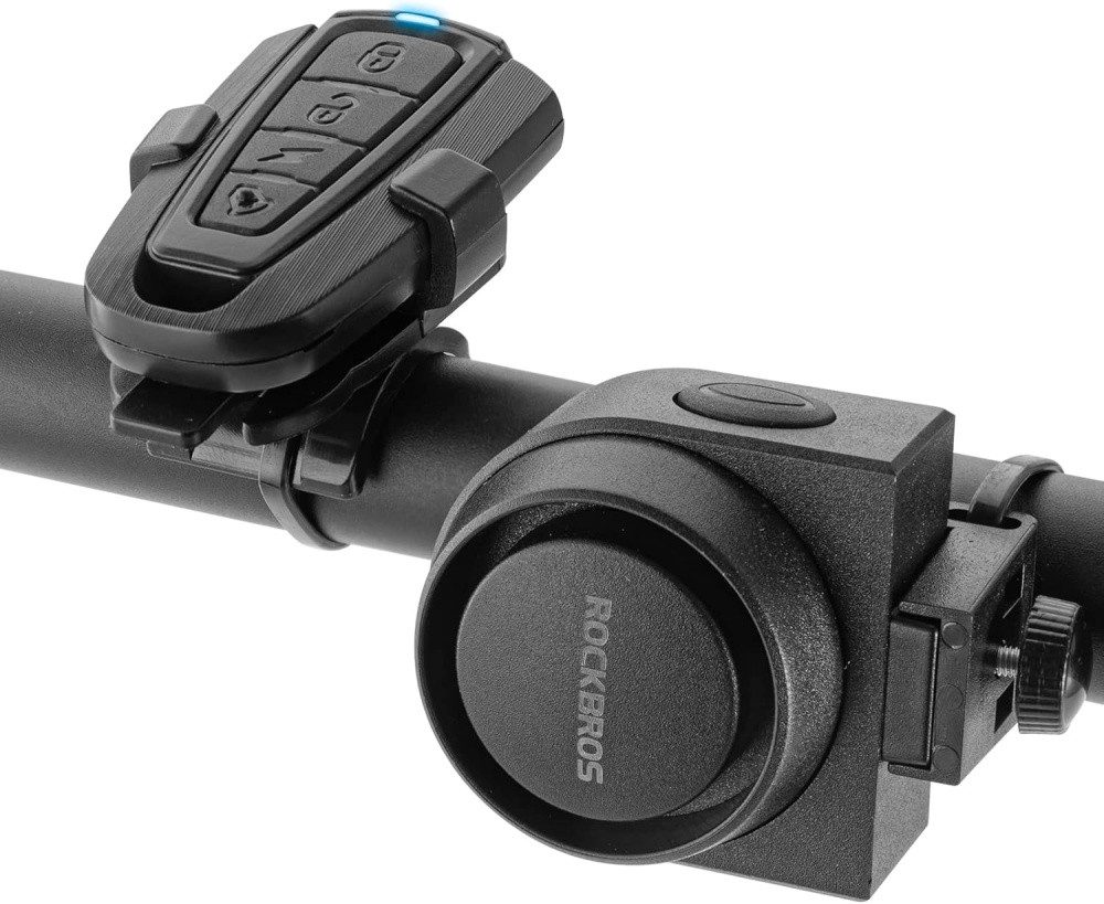 ROCKBROS Fahrradklingel elektrisch, 115dB, Diebstahlalarm, Bewegungssensor, Vibration, schwarz