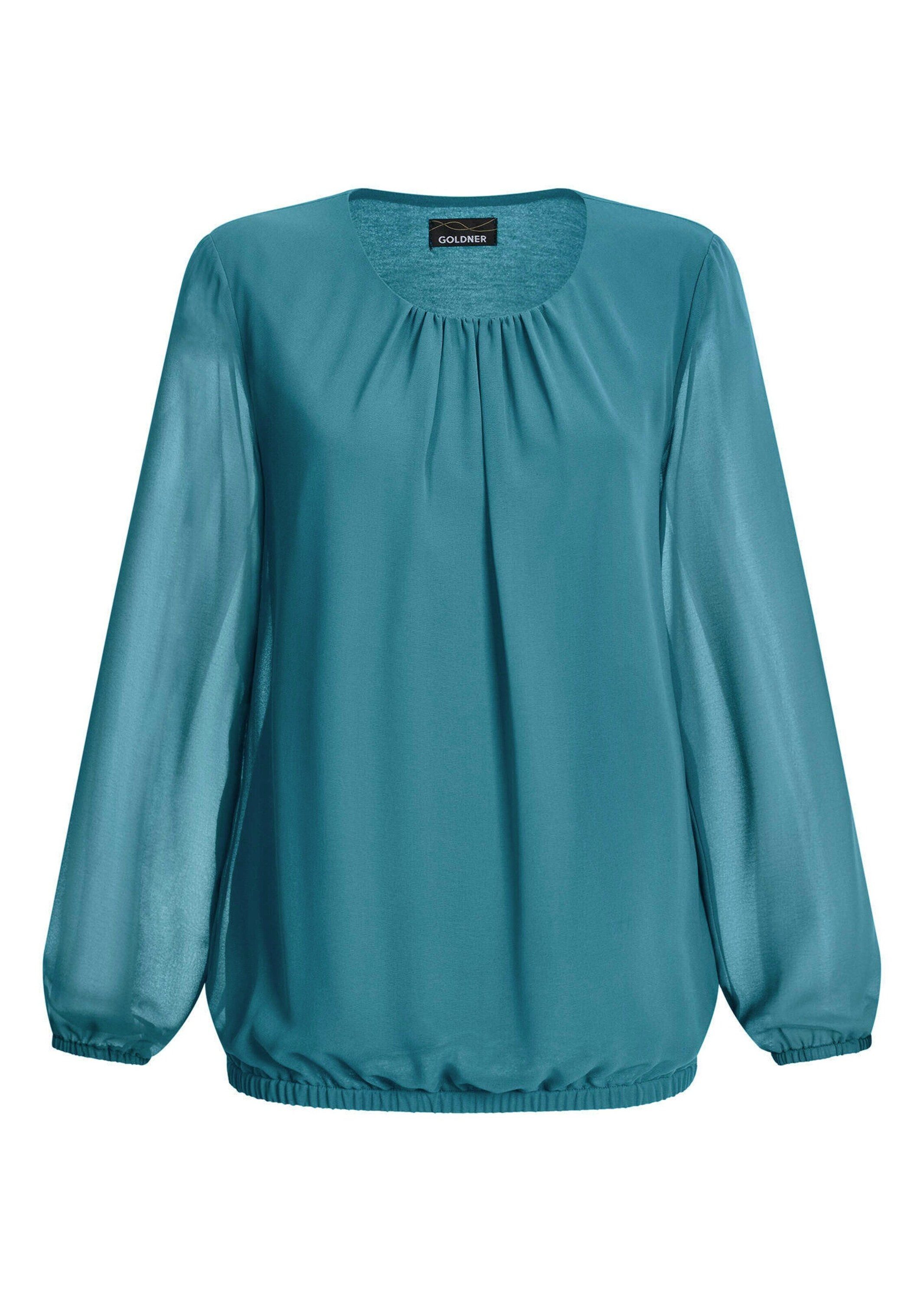 Klassische Bluse Jerseybluse mit Falten-Details