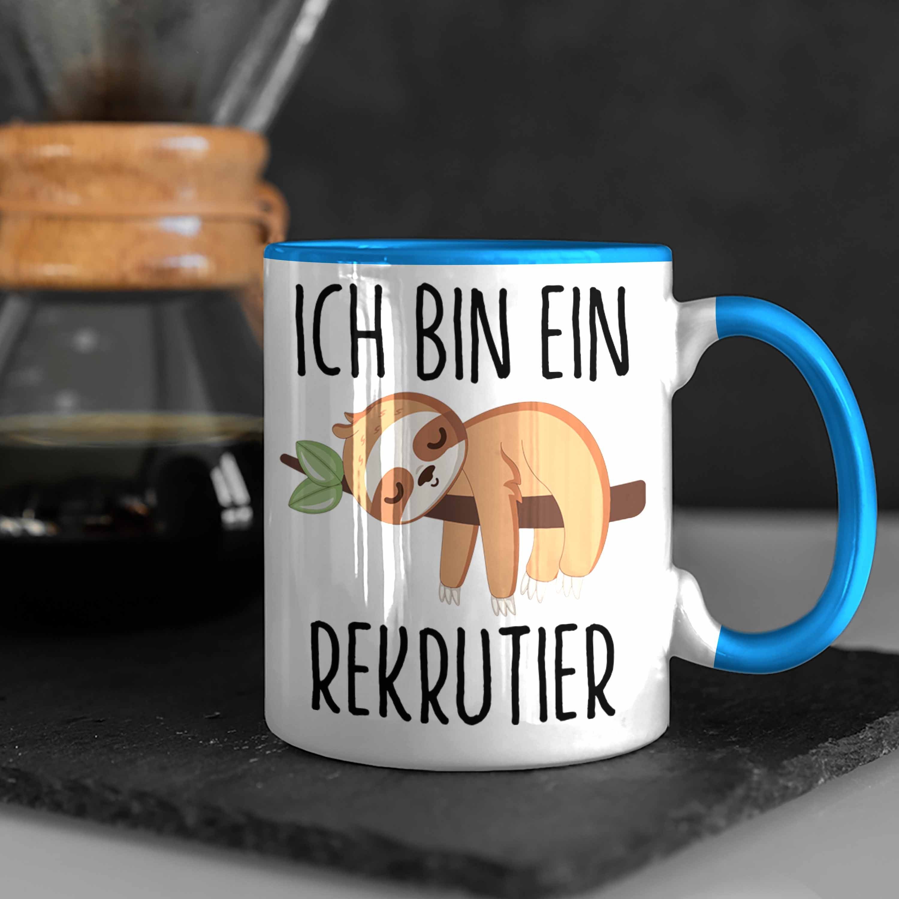 Trendation Tasse Rekrutier Personalreferent Geschenk Lustiger Tasse Recruiting Blau Faultier