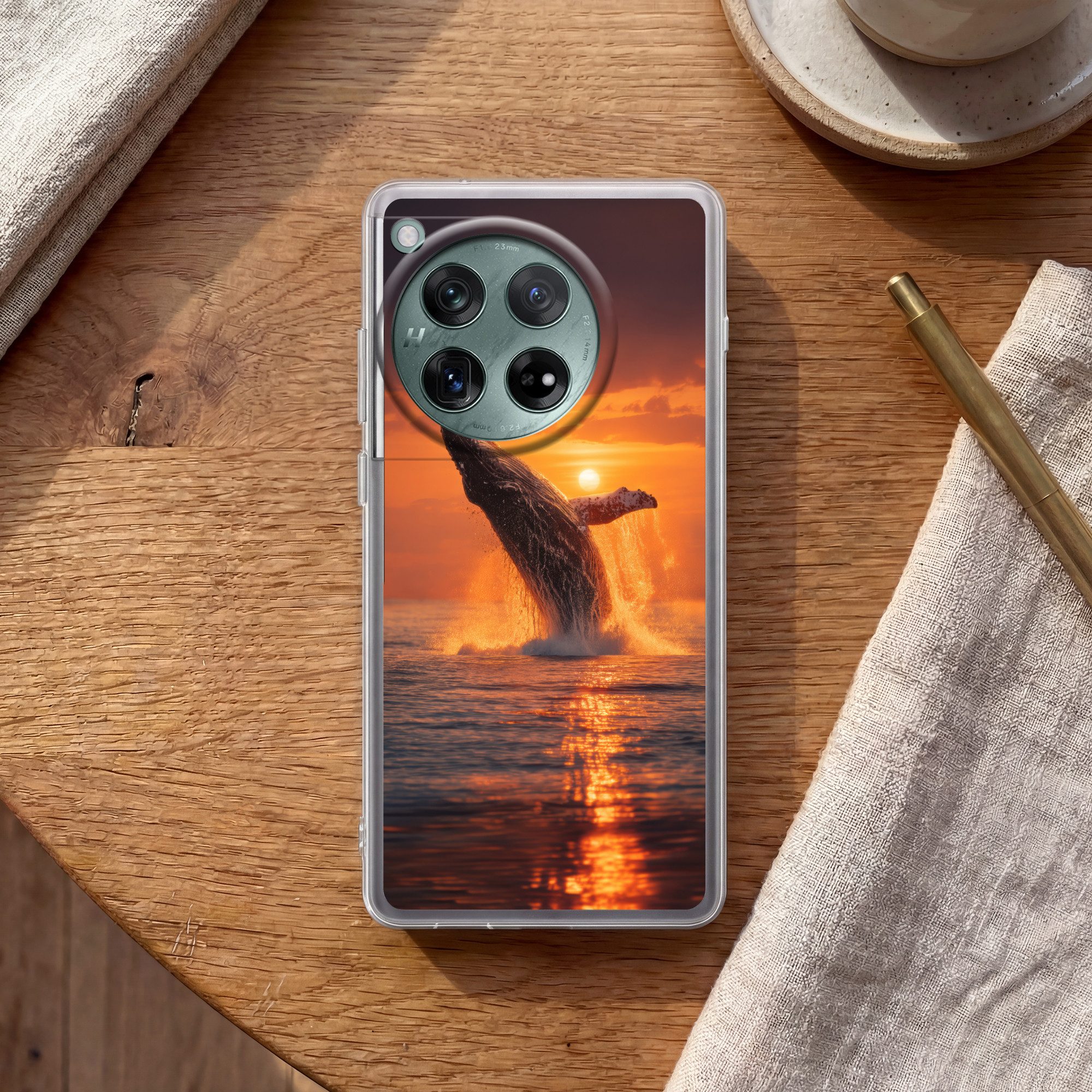 MuchoWow Handyhülle für OnePlus 12 Wal - Sonne - Meer, Handy Case, Silikon, Bumper Case Dünn
