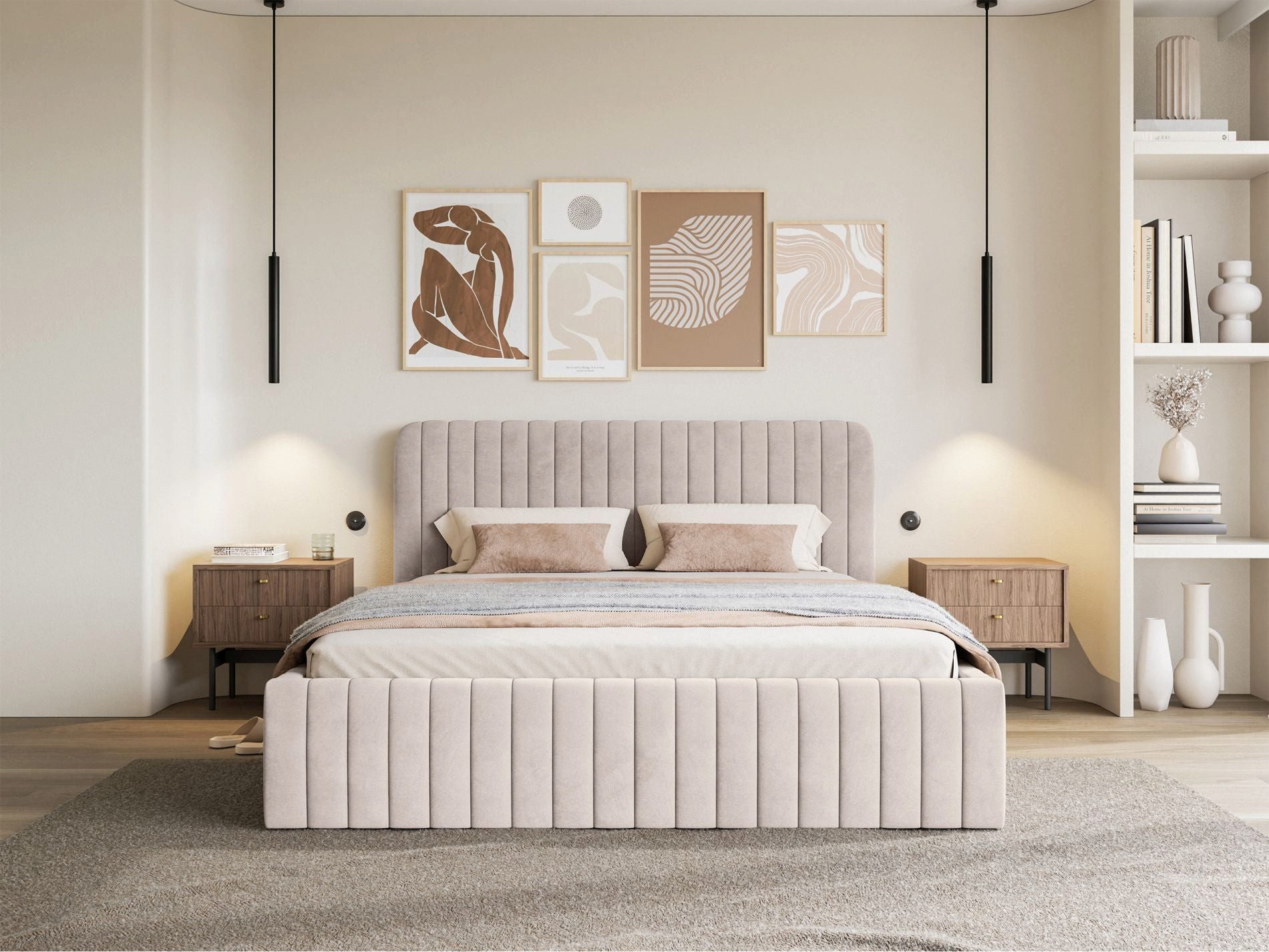 Selsey Polsterbett SALIANO, Doppelbett mit wasserabweisendem Samtbezug und Bettkasten