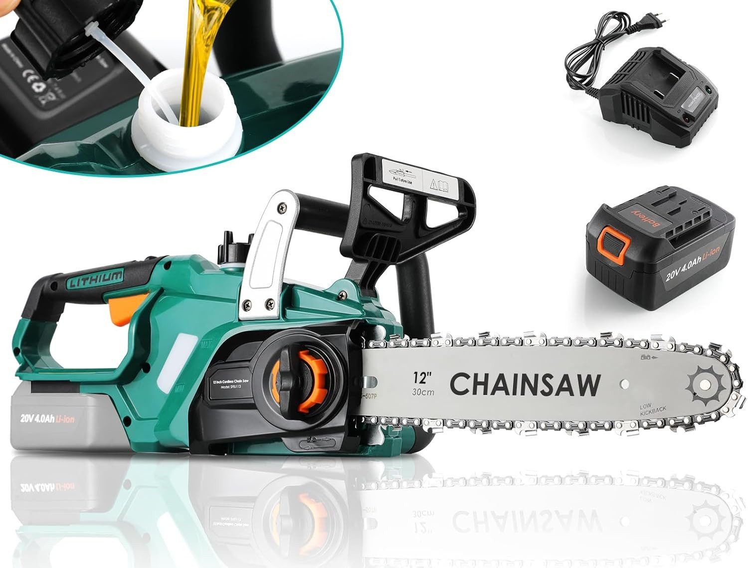 TLGREEN Akku-Kettensäge Elektro Kettensäge 30,5 cm günstig online kaufen
