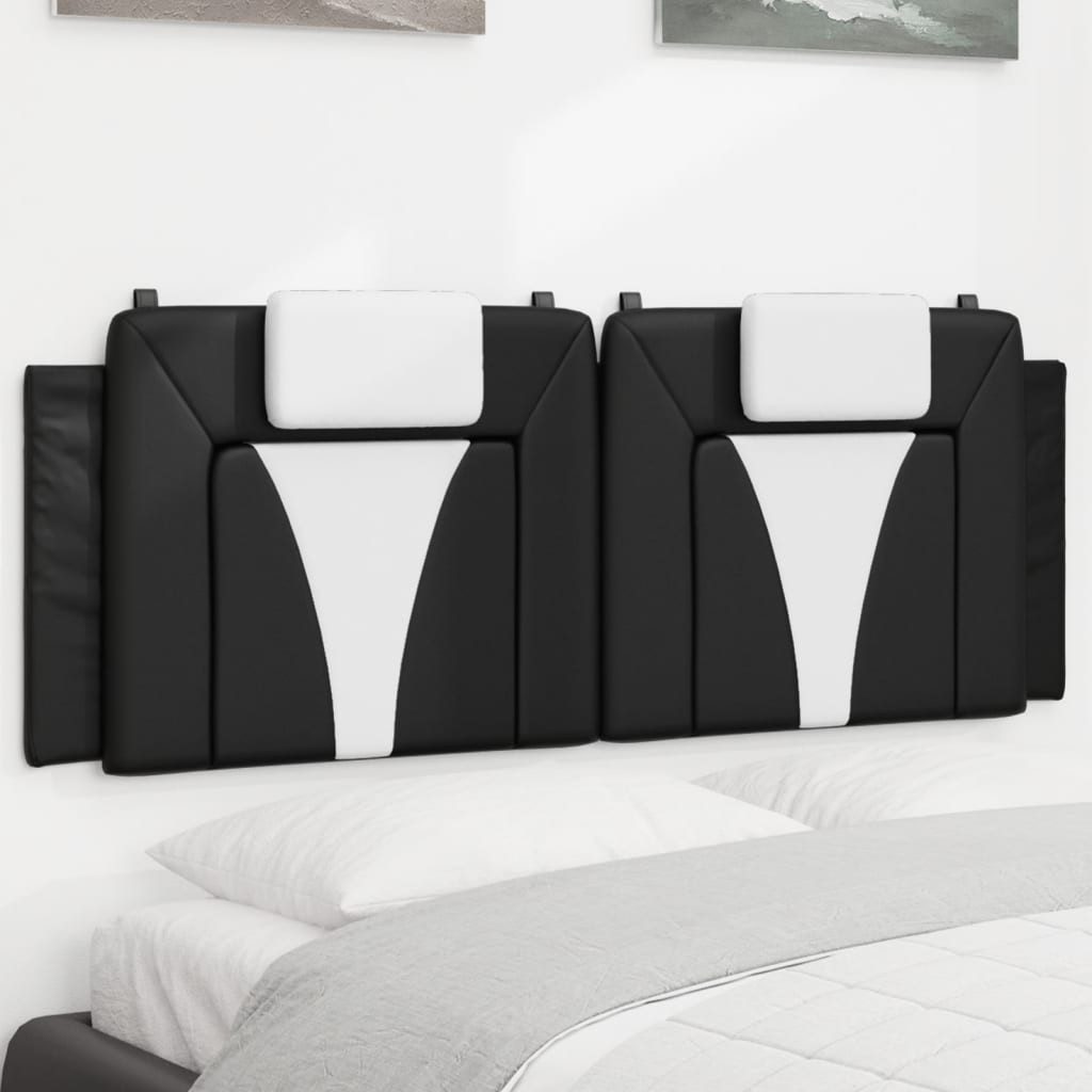 vidaXL Bett, Kopfteil-Kissen Schwarz und Weiß 140 cm Kunstleder günstig online kaufen