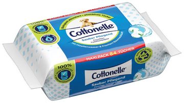Cottonelle® Toilettenpapier Feuchtes Toilettenpapier, Sauber Pflegend, 6 x 84 Toilettentücher (Maxi Pack 6 x 84 Tücher), Mizellenwasser & Baumwollduft