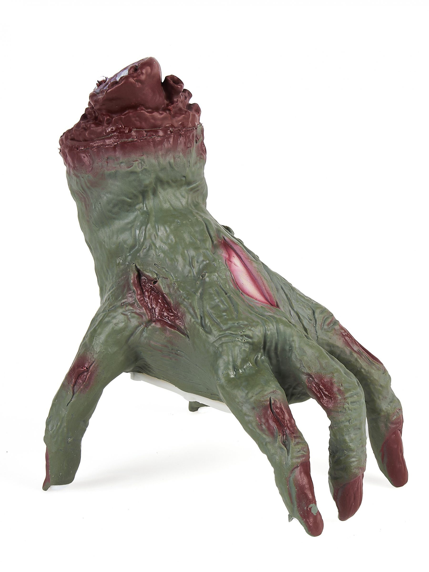 Kostüm Animierte Zombiehand Halloween-Deko grün-rot 20 cm