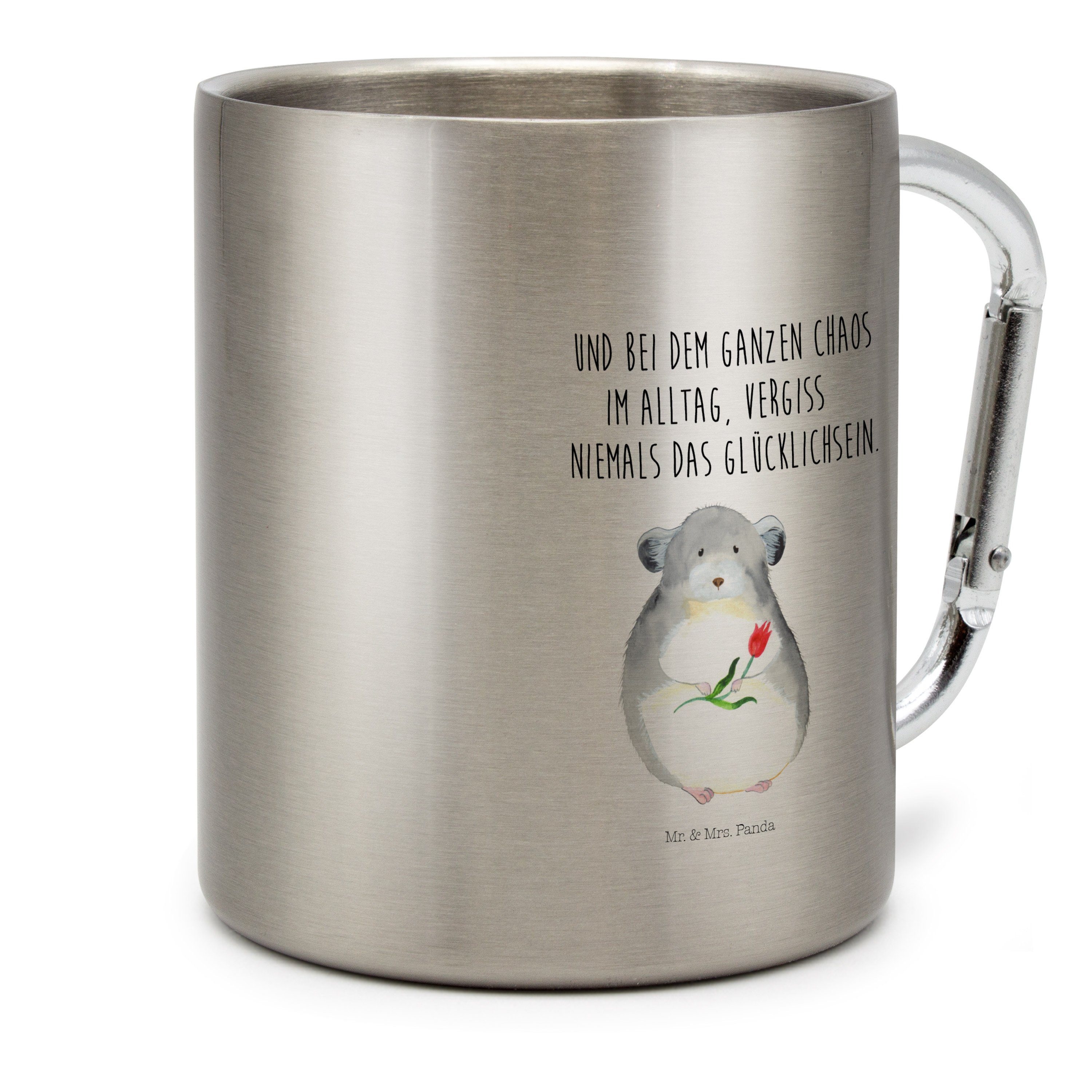 Mr. & Mrs. Blume Chinchilla Geschenk, Büroalltag, Laune, - Edelstahl Gute Tasse - Transparent Panda mit