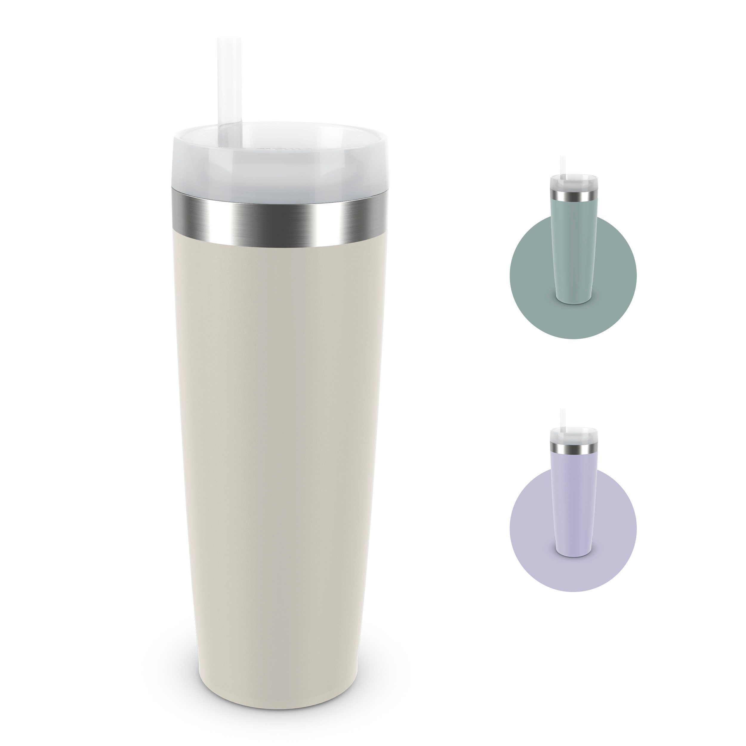 Emsa Isolierflasche Travel Mug Cool³, 3 Deckelpositionen, für gängige Autohalterungen, inkl. Strohhalm