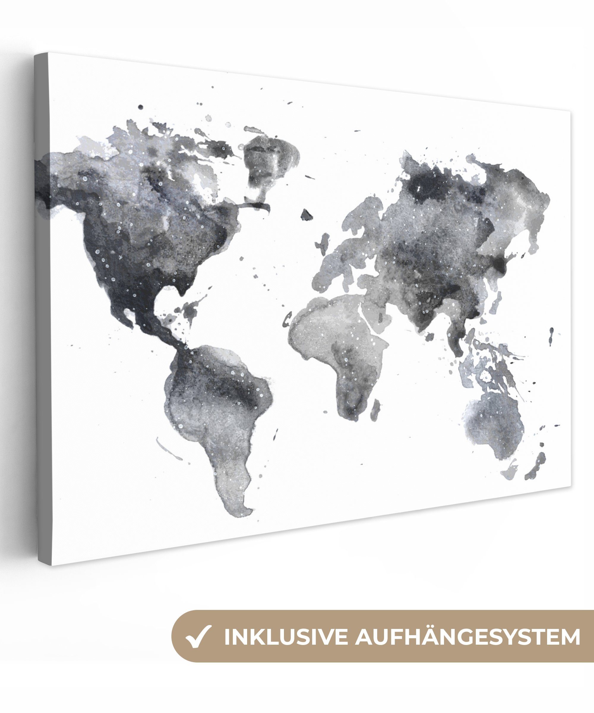 OneMillionCanvasses® Leinwandbild Weltkarte - Abstrakt - günstig online kaufen