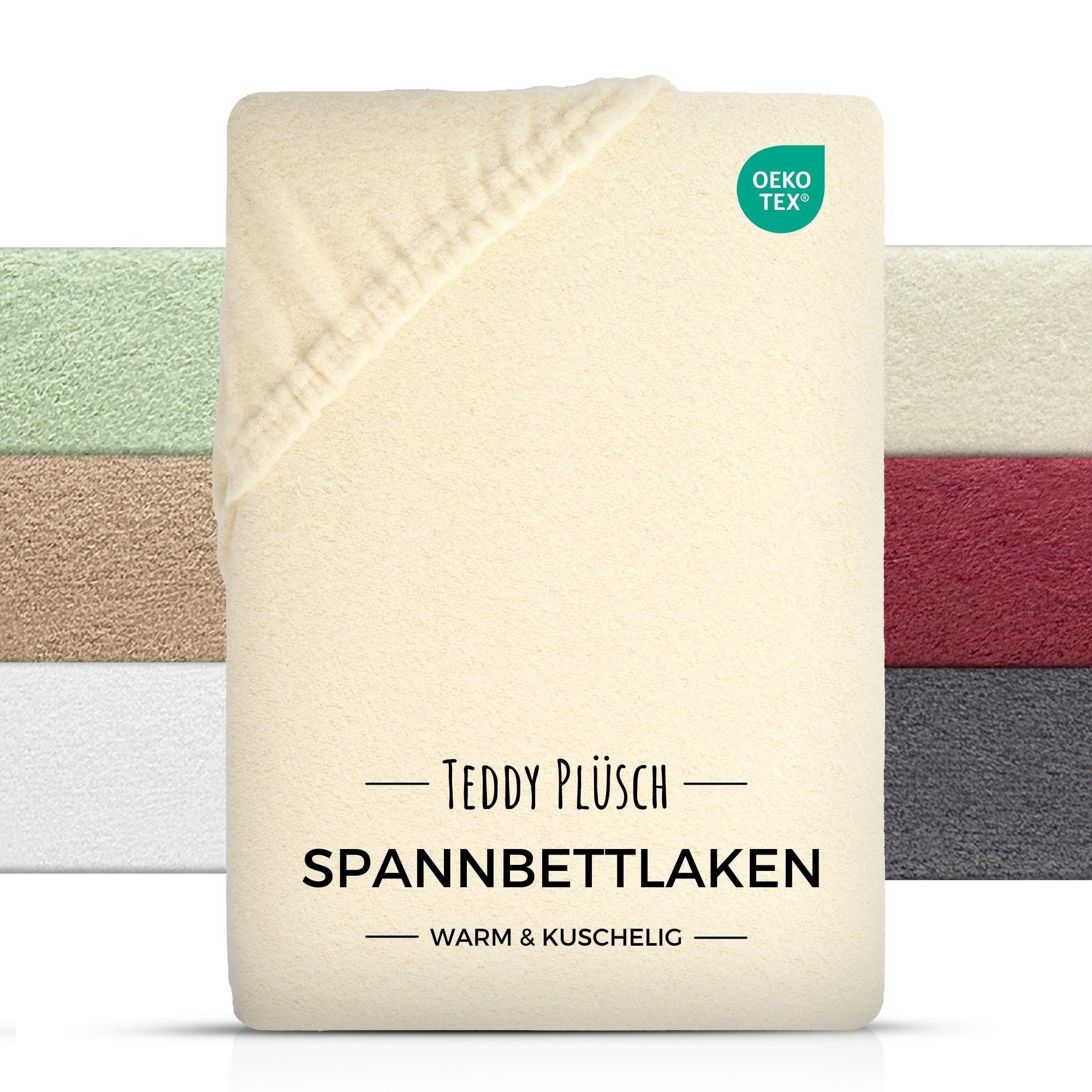 Carpe Sonno Spannbettlaken Teddy Plüsch Winter Bettlaken 90x200 100x200 140x200 180x200 200x200, Fleece, Gummizug: rundum, (1 Stück), Warmes Spannbettlaken 90x200 Kuscheliges Spannbetttuch Creme