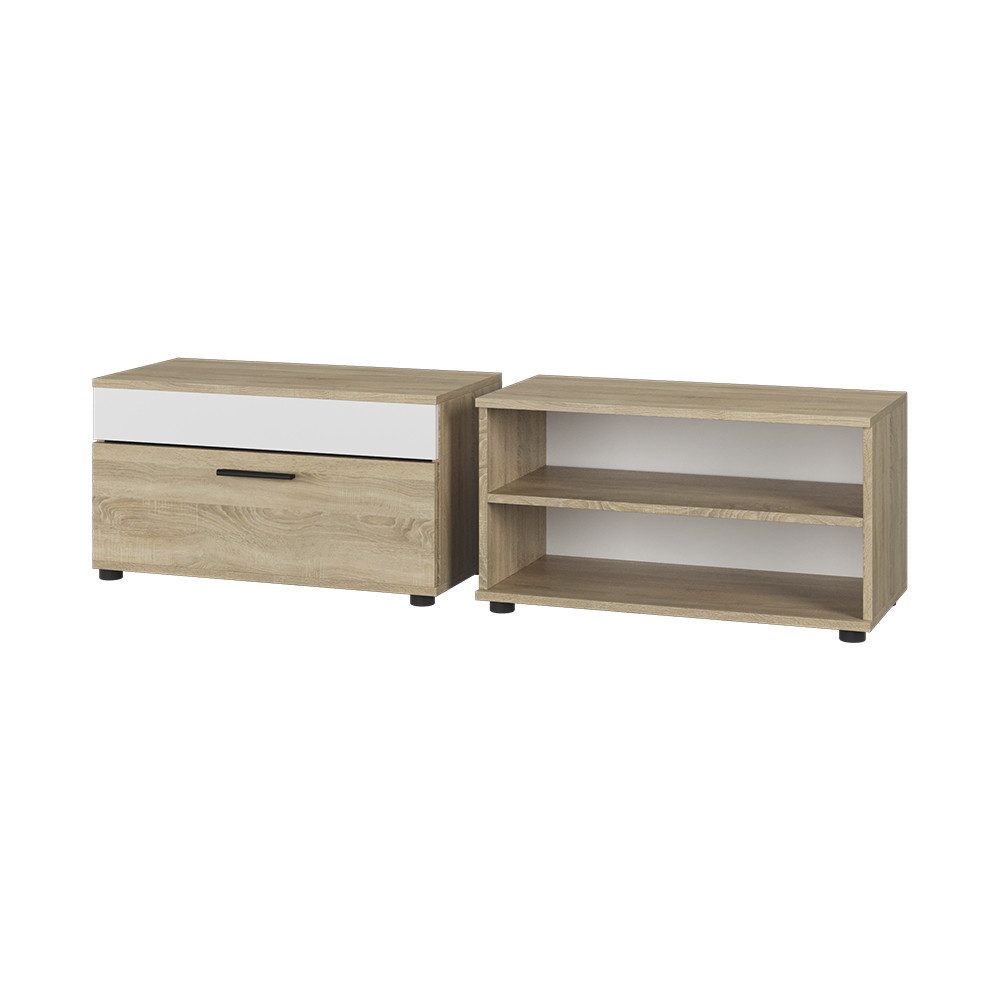 Vicco Wohnwand Berno, Sonoma/Weiß, 2 Teile günstig online kaufen