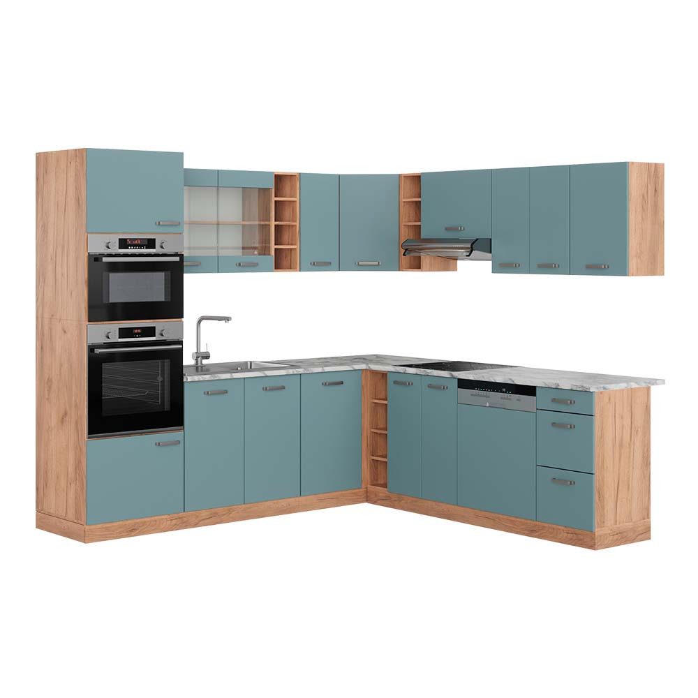 Vicco R-Line Eckküche Blau-Grau/Anthrazit 227 x 287 cm AP Marmor günstig online kaufen