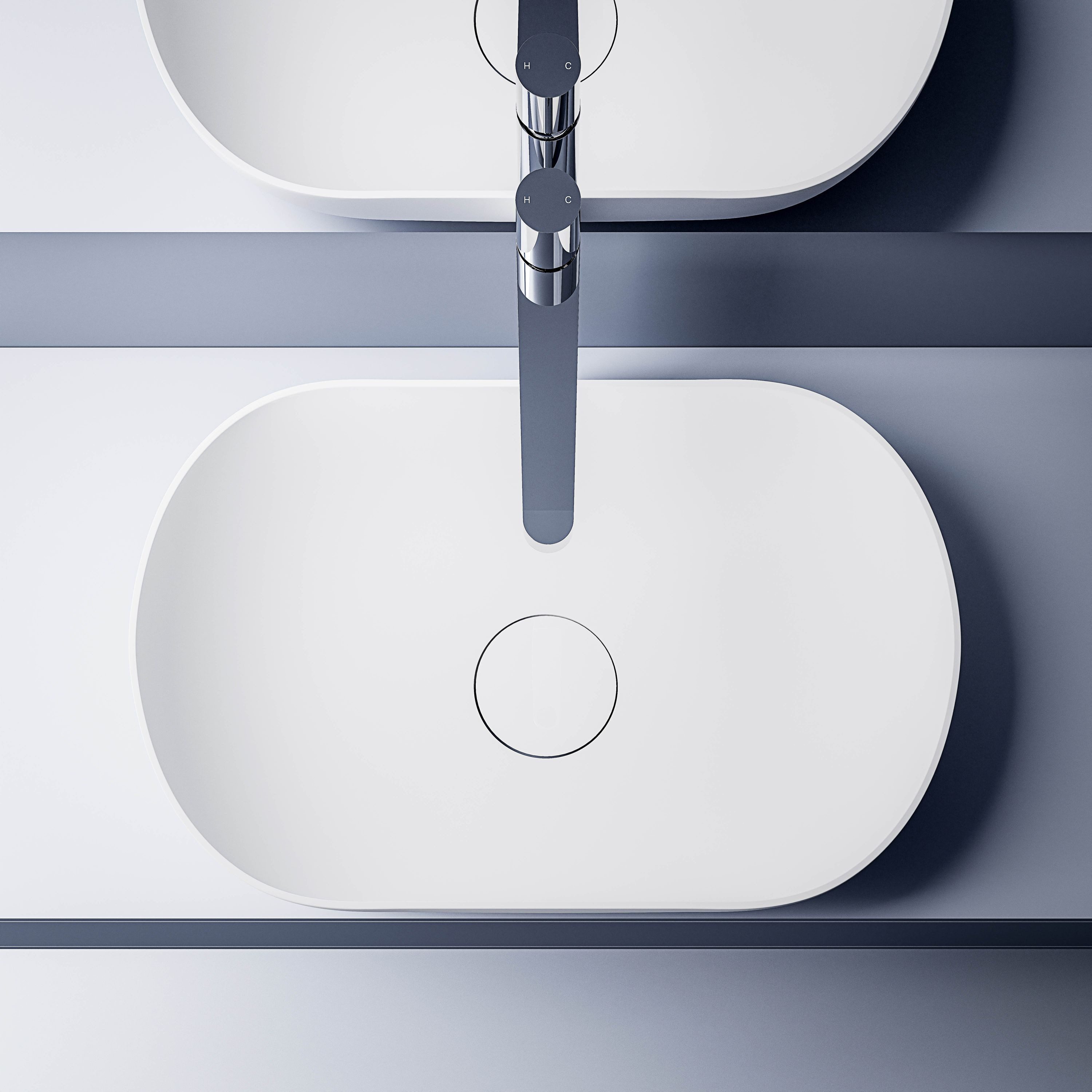 Bernstein Waschbecken O-541, Aufsatzwaschbecken aus Mineralguss - 54 x 34 x 13 cm - Farbe wählbar