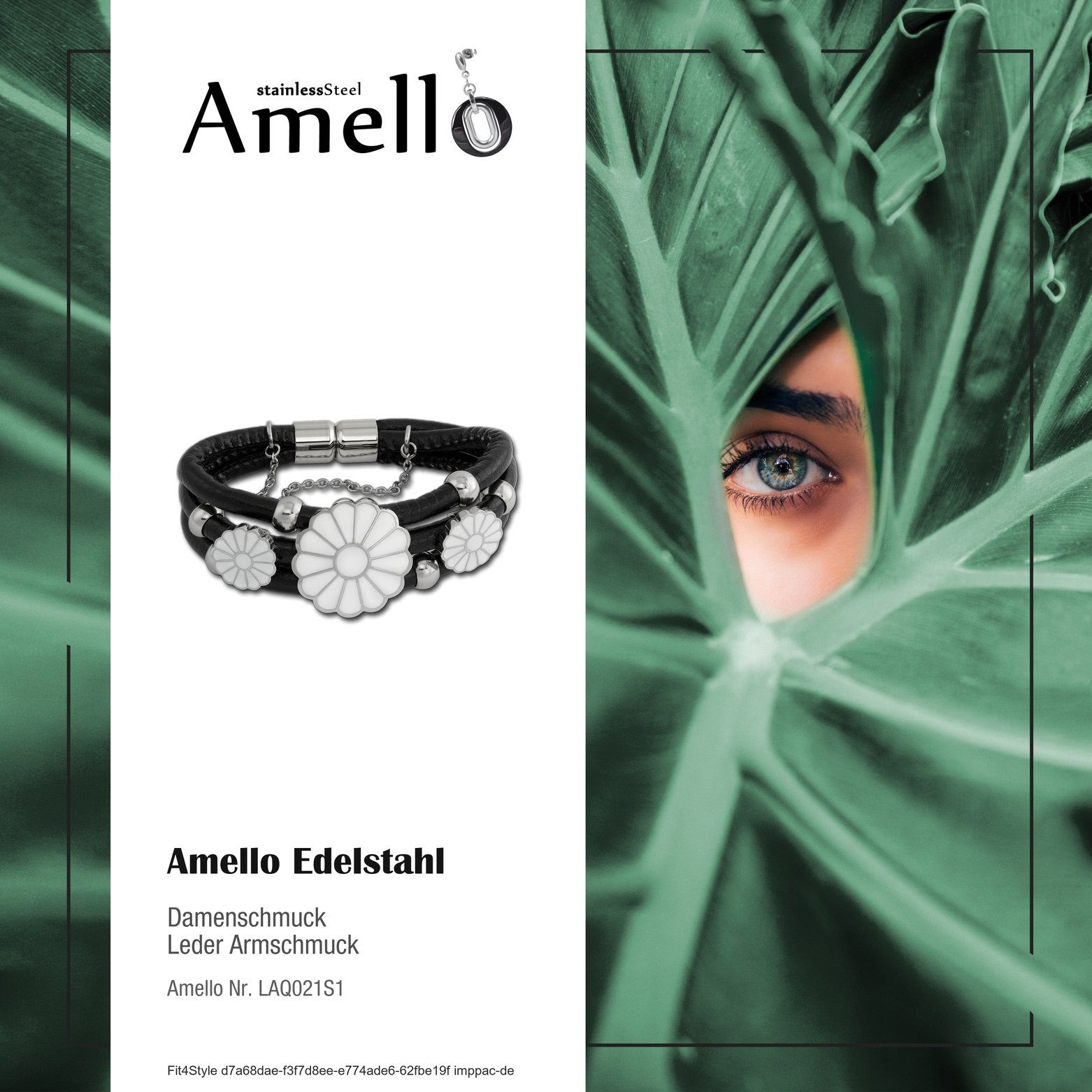 Amello Edelstahlarmband Amello Verschluss Edelstahl Damen Steel), Armband (Armband), Farbe: schwarz silber Armband (Verschluss) schwarz (Stainless
