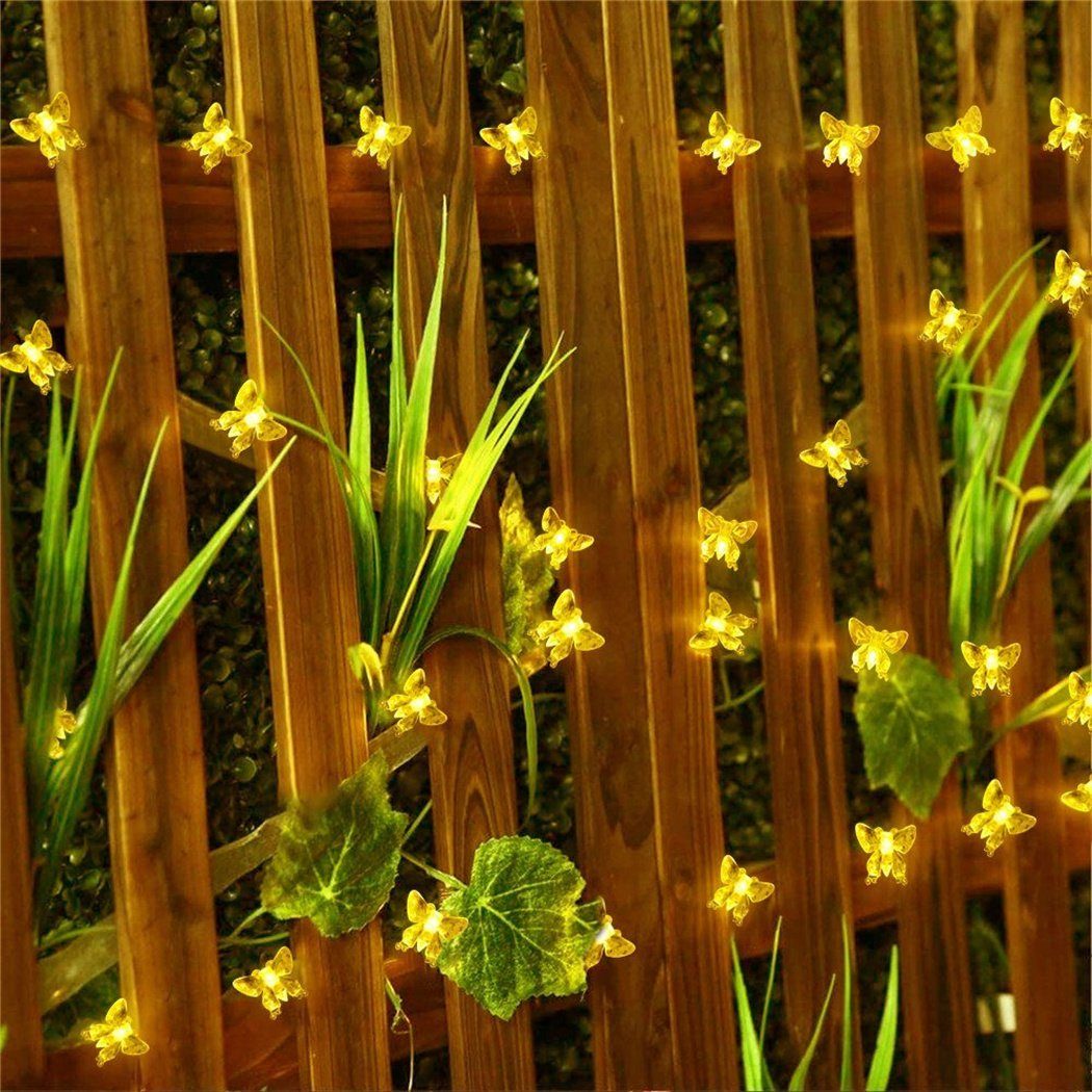 DAYUT LED Dekolicht Lichter 5m Fee Solarleuchten Schmetterling Garten