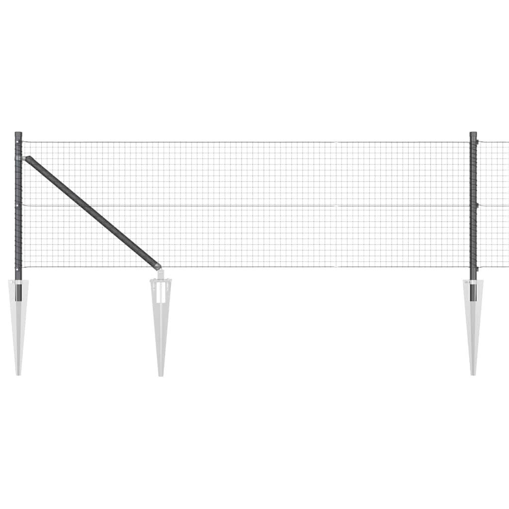 vidaXL Gartenzaun Geschweißter Drahtzaun mit Stacheln 10 x 0,6 m Grau Netz, (1-St)