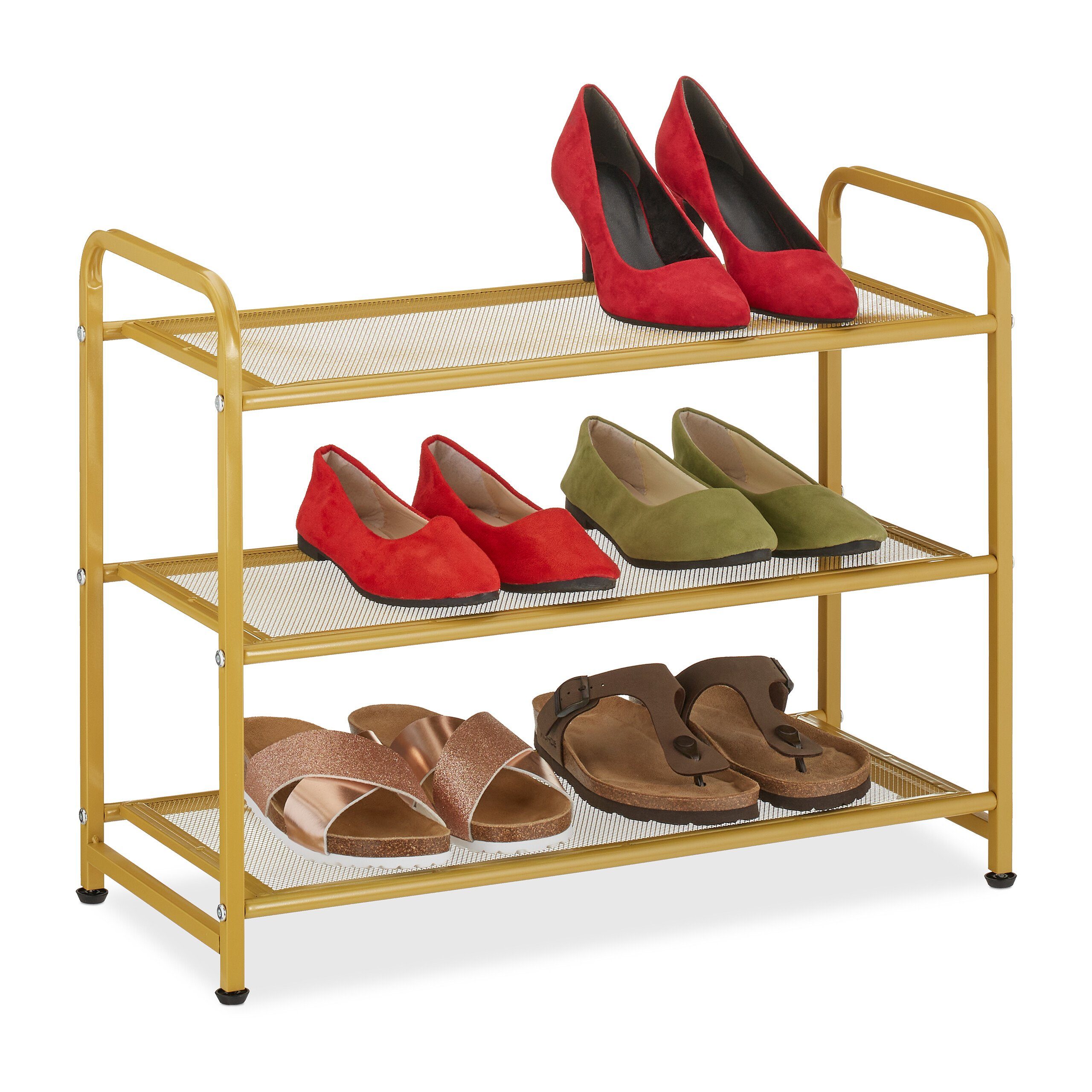 relaxdays Schuhregal Goldenes Schuhregal Metall günstig online kaufen