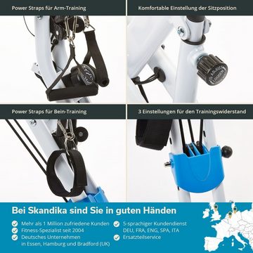 Skandika Heimtrainer Foldaway X-3000, Bluetooth, F-Bike mit Lehne, Ergometer, klappbar, Multi-Gym 4 in 1 Heimtrainer, Beintrainer, Kraftstation