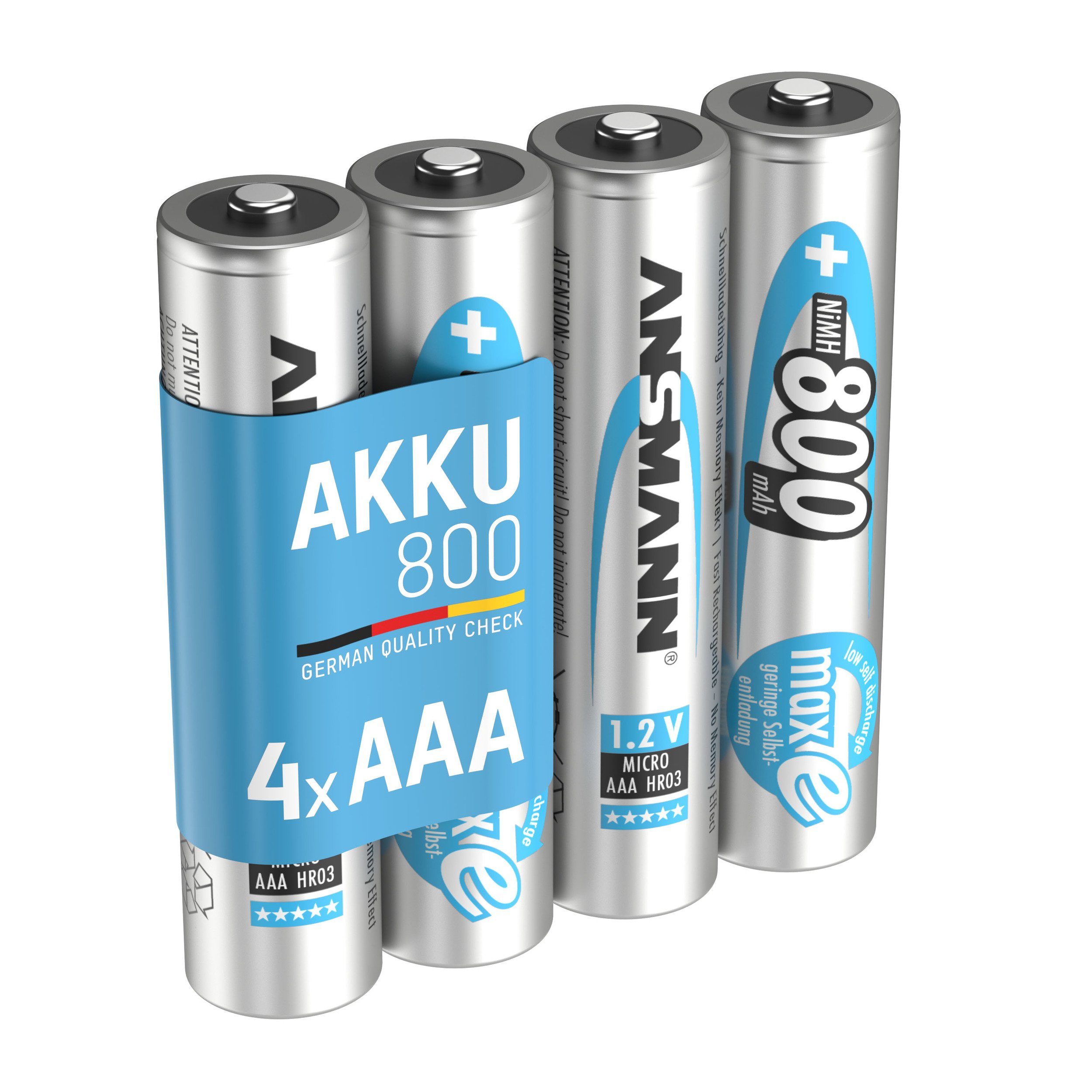 Akku Micro AAA 800 mAh 1,2V Ni-MH, 4 Stück Akku