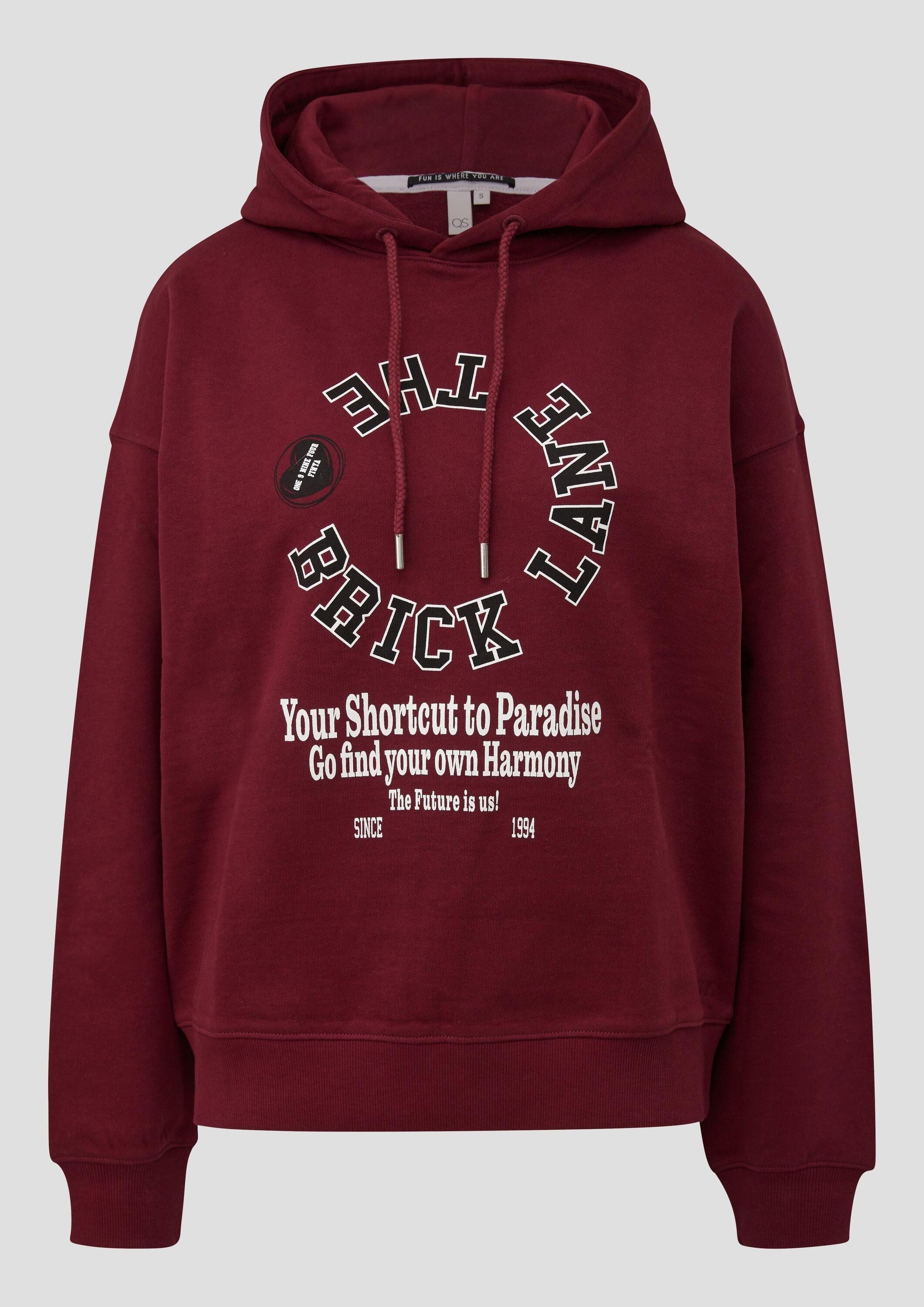 QS Sweatshirt Sweatshirt Oversize Hoodie mit Fronprint