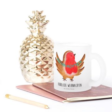 Mr. & Mrs. Panda Teeglas Rotkehlchen Weihnachten - Transparent - Geschenk, Winter, Advent, Win, Premium Glas, Liebevolle Gestaltung