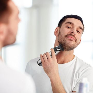 BARBERBOSS Haarschneider, Elektrischer Bartschneider und Rasierer zum Trimmen Stylen Rasieren, mit Edelstahl-T-Klinge: Kompaktes Design, Längenanpassung ohne Kämme