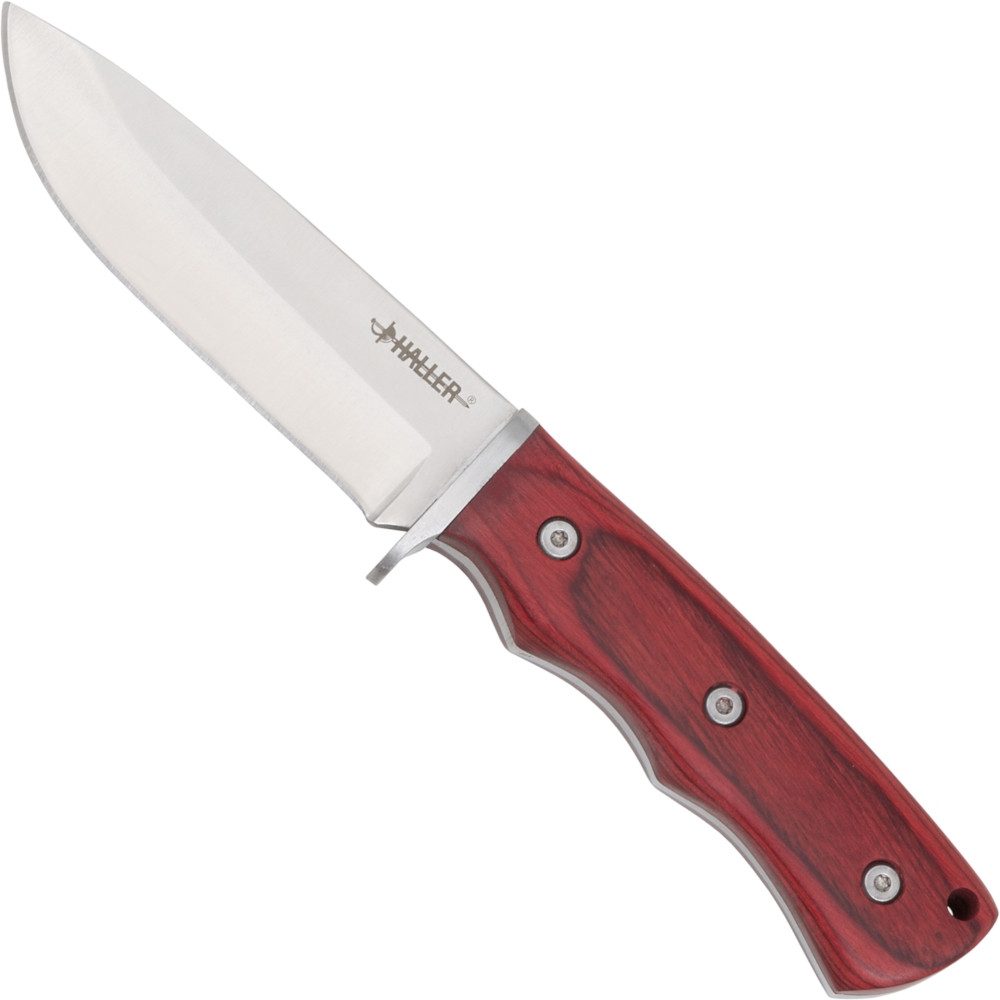 Haller Messer Survival Knife Outdoormesser Pakkaholzgriff Lederscheide