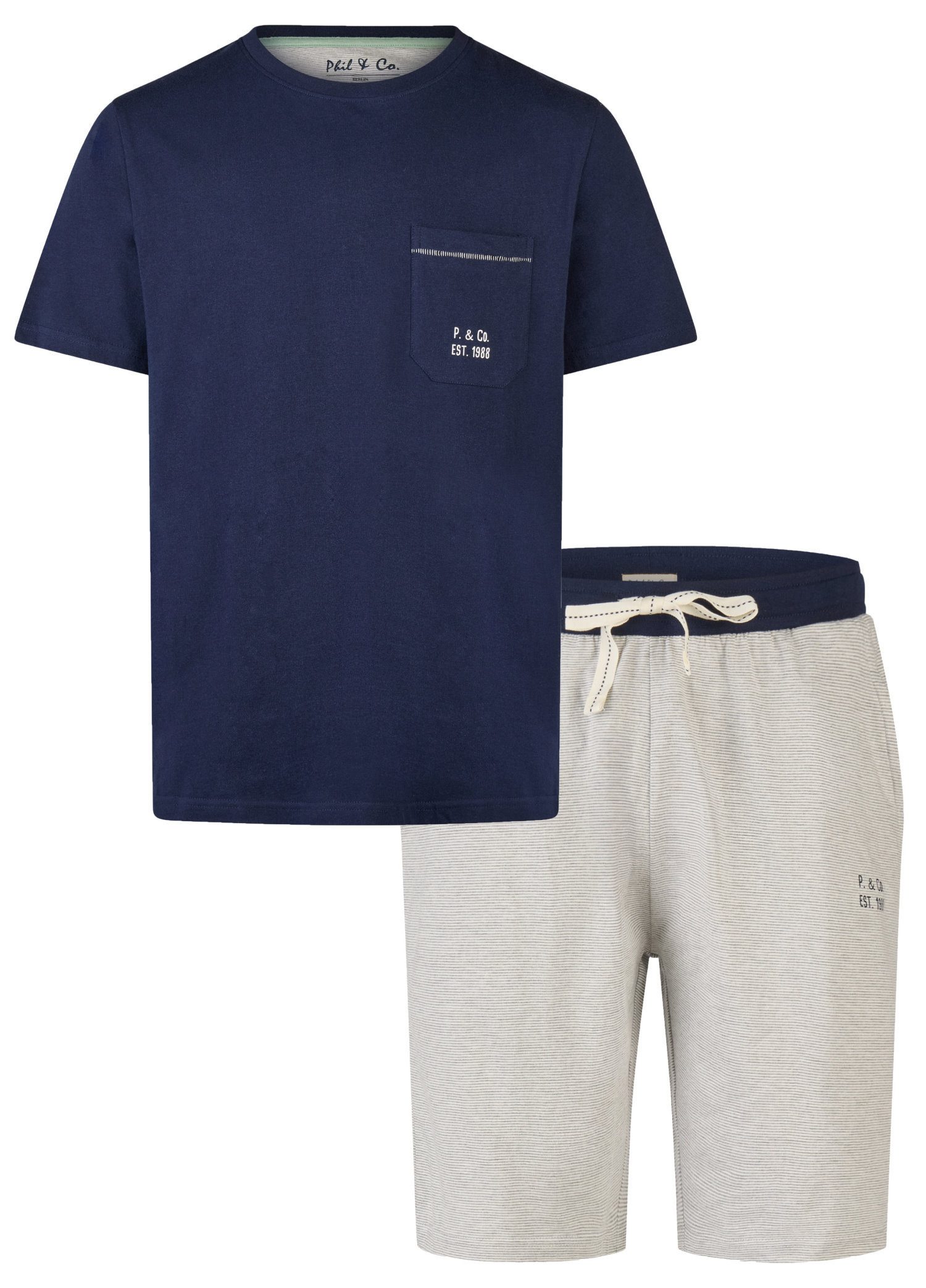 Phil & Co. Shorty Modischer Herren Pyjama kurz (2 tlg) Modisches Design günstig online kaufen