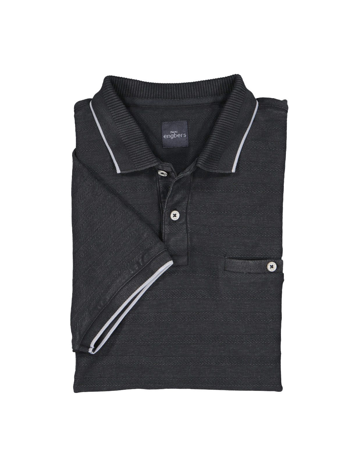 Poloshirt Herren Polo-Shirt gestreift, Anthrazit