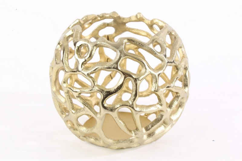 Parts4Living Windlicht Metall Kerzenhalter "Koralle" Laterne Teelichthalter im maritimen Stil gold 15x13 cm, stilvolles Design