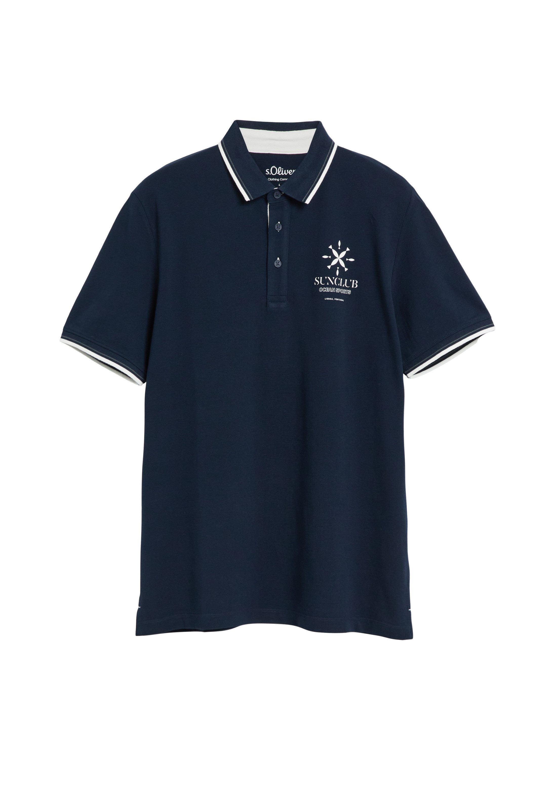 s.Oliver Kurzarmshirt Polo-Shirt Poloshirt aus Baumwollpiqué mit Kontrast-Details