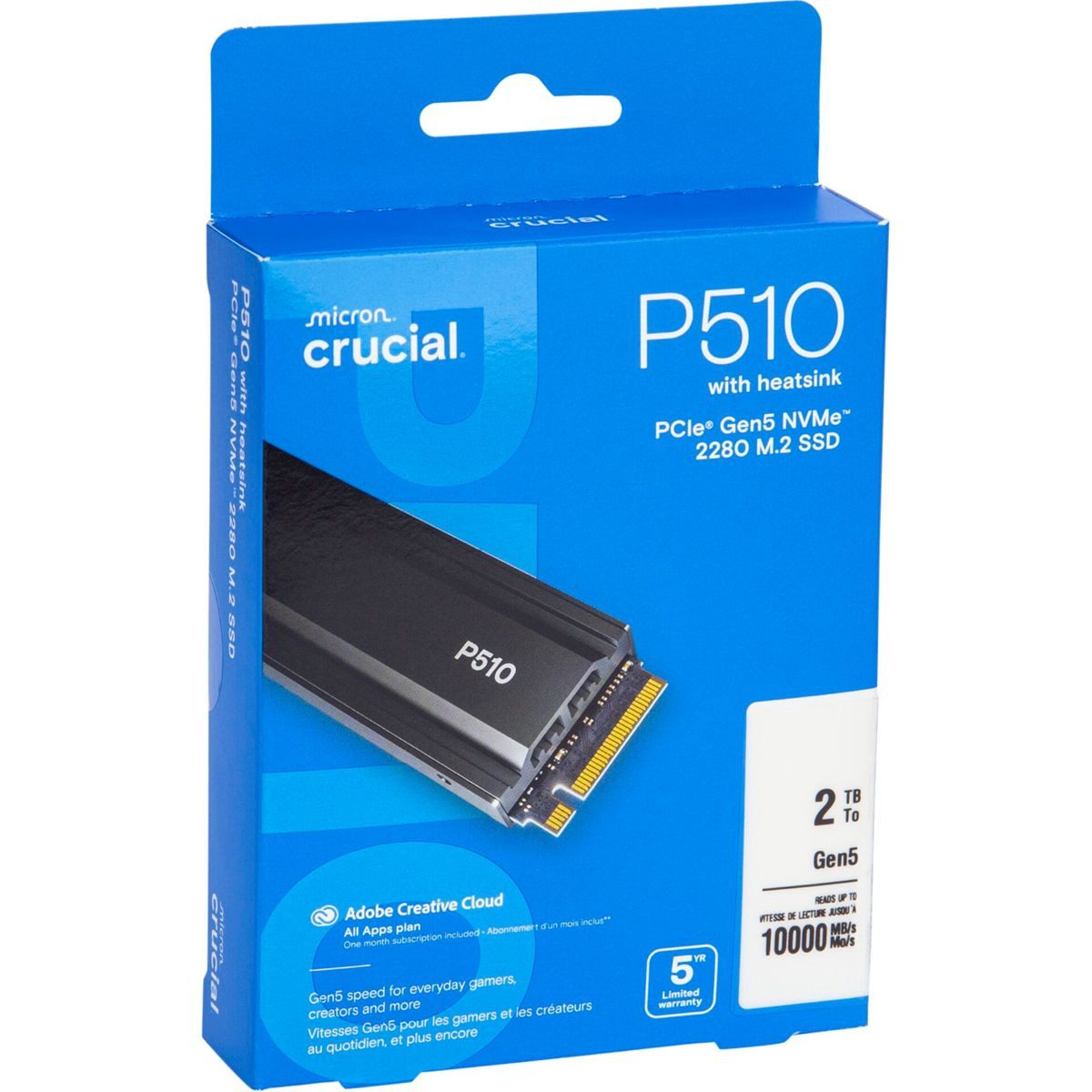 Crucial P510 Gen5 2280 2TB NVMe PCIe M.2 SSD mit Heatsink interne SSD