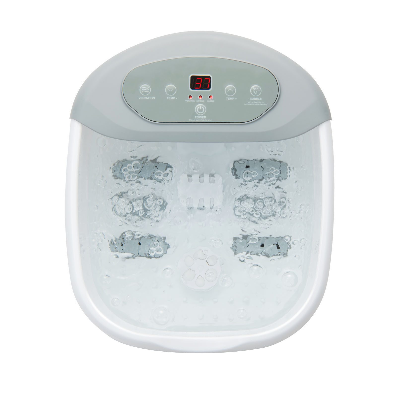 COSTWAY Fußbad, mit Heizfunktion, Vibration, Bubble, Bimsstein, Massagerollen