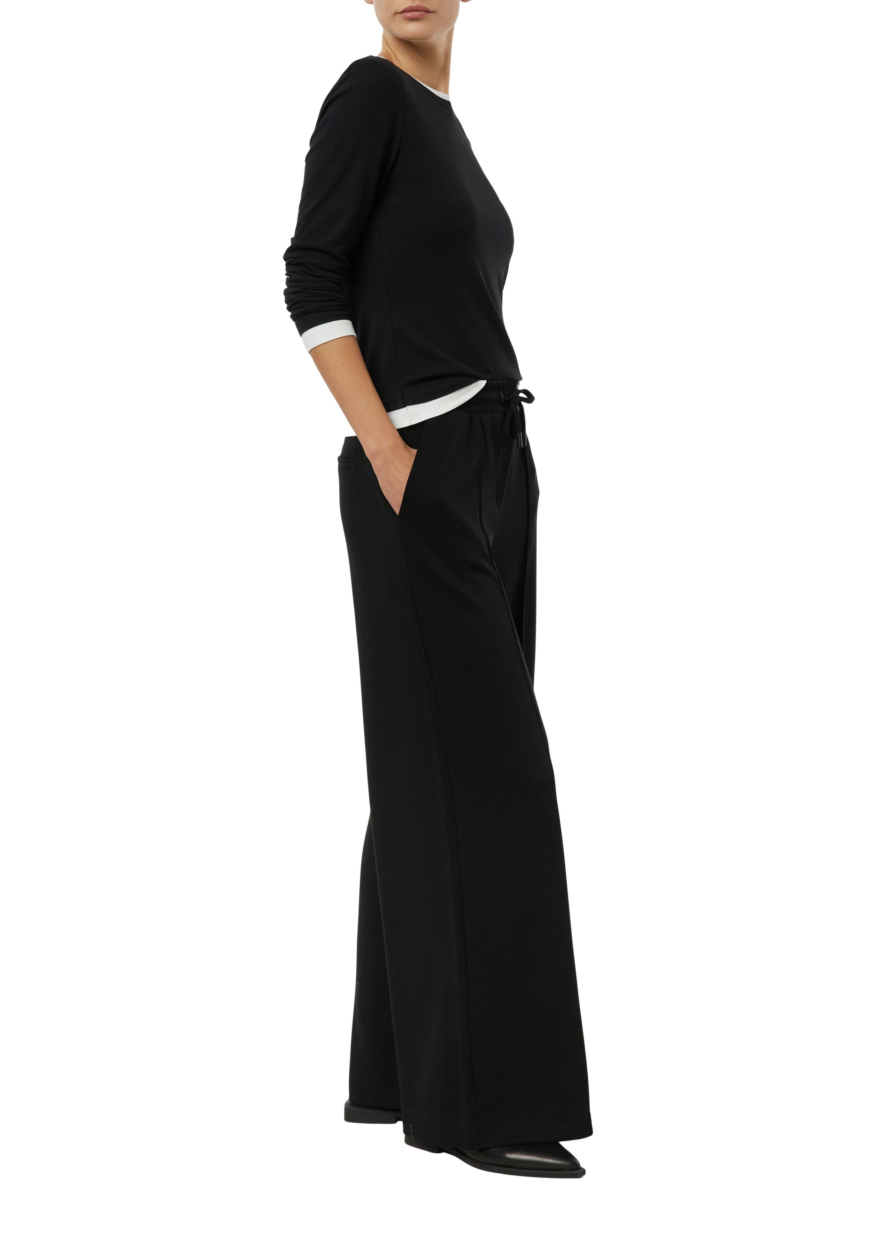 comma Stoffhose mit weitem Bein udn Kordelzug günstig online kaufen