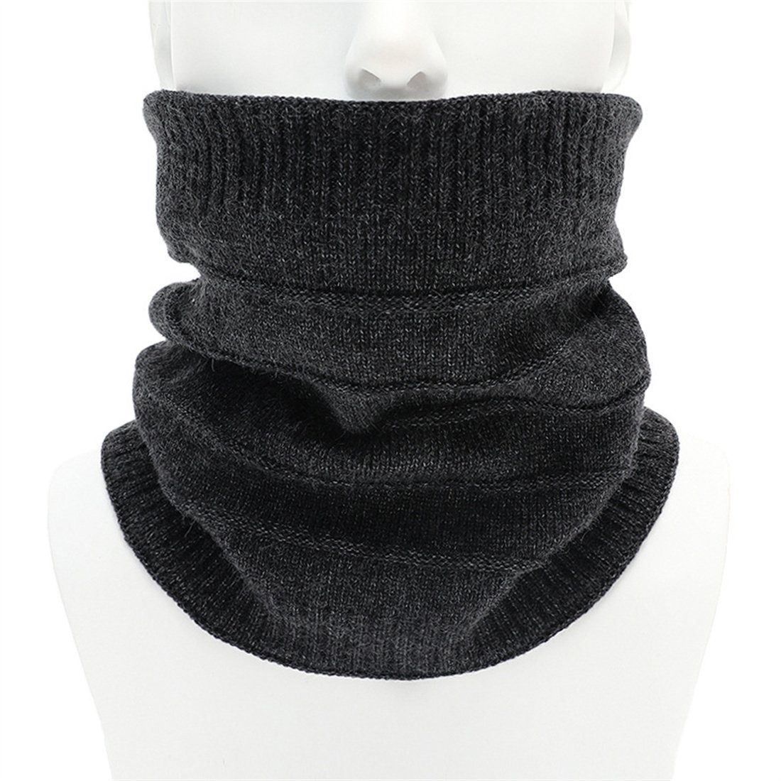 DÖRÖY Modeschal Unisex einfarbiger warmer gestreifter Schal, gestrickte Halsbedeckung dunkelgrau | Modeschals