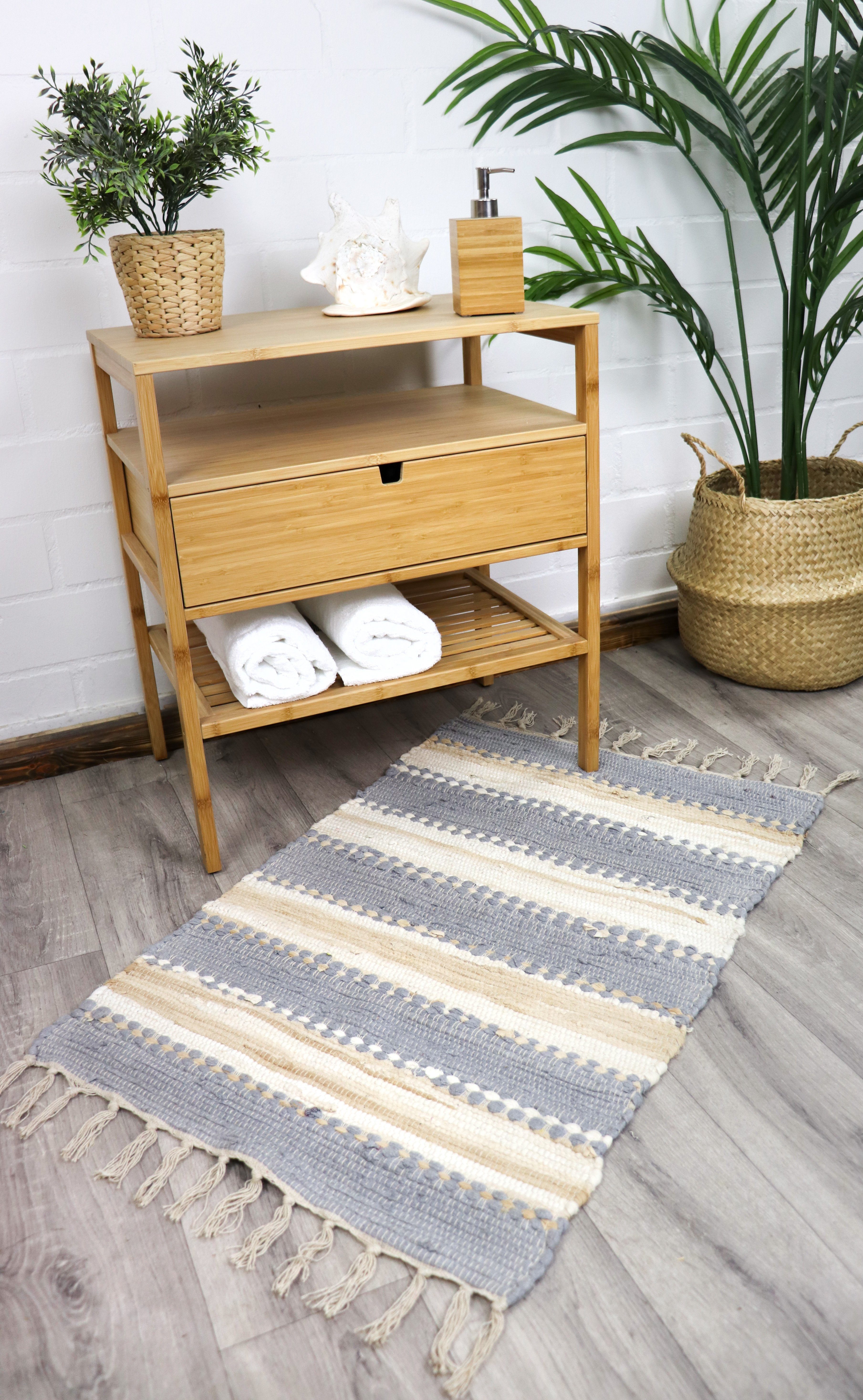 jilda-tex Läufer Teppich-Läufer Streifen Fransen recycelt 60x90 cm Baumwoll günstig online kaufen