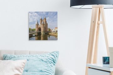 OneMillionCanvasses® Leinwandbild Amsterdamer Tor an den Grachten, (1 St), Leinwand Bilder für Wohnzimmer Schlafzimmer