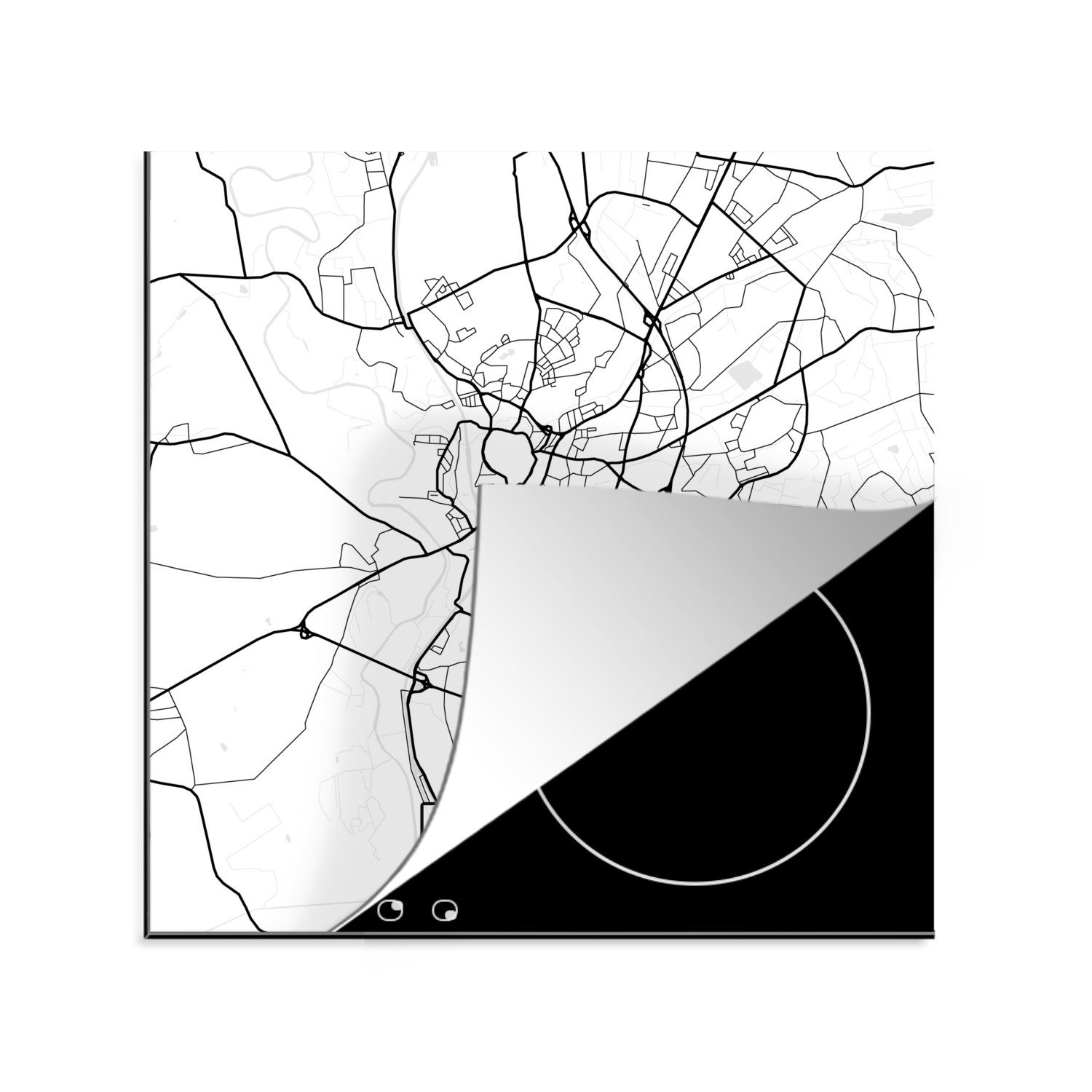 78x78 (1 tlg), Herdblende-/Abdeckplatte Arbeitsplatte cm, Karte, Lingen Ceranfeldabdeckung, MuchoWow für küche - Vinyl, - Stadtplan