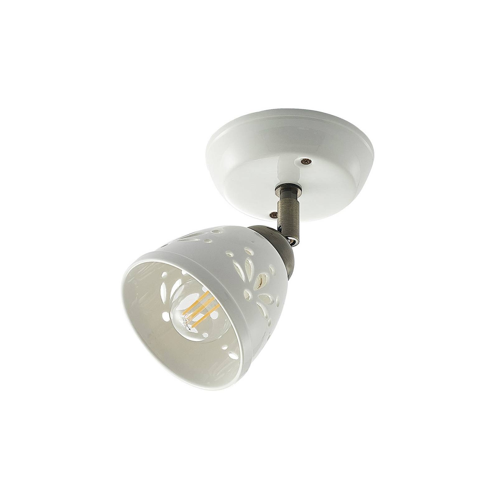 Lindby Deckenstrahler Sanrike, Keramik Weiß IP20, 1 x 25 W
