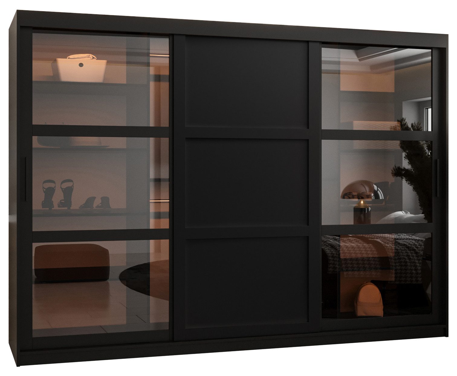 ABIKS MÖBEL Schwebetürenschrank DOME 3 Schlafzimmerschrank - mit Schiebetüren, Kleiderstange, Regalen