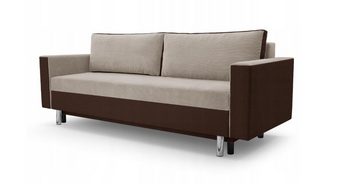 Beautysofa 3-Sitzer MALTA, Polstersofa aus Webstoff + Kunstleder, mit Schlaffunktion und Bettkasten, 225 cm Dreisitzer Sofa