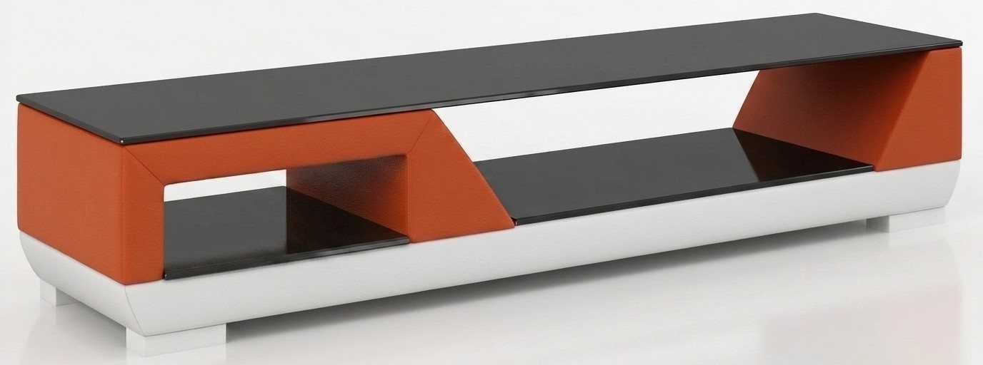 Xlmoebel Lowboard TV Schrank Orange Kunstleder Holz Medienkonsole Wohnzimmer Modern (TV-Lowboard, 1 St., 1-tlg), LED beleuchtet