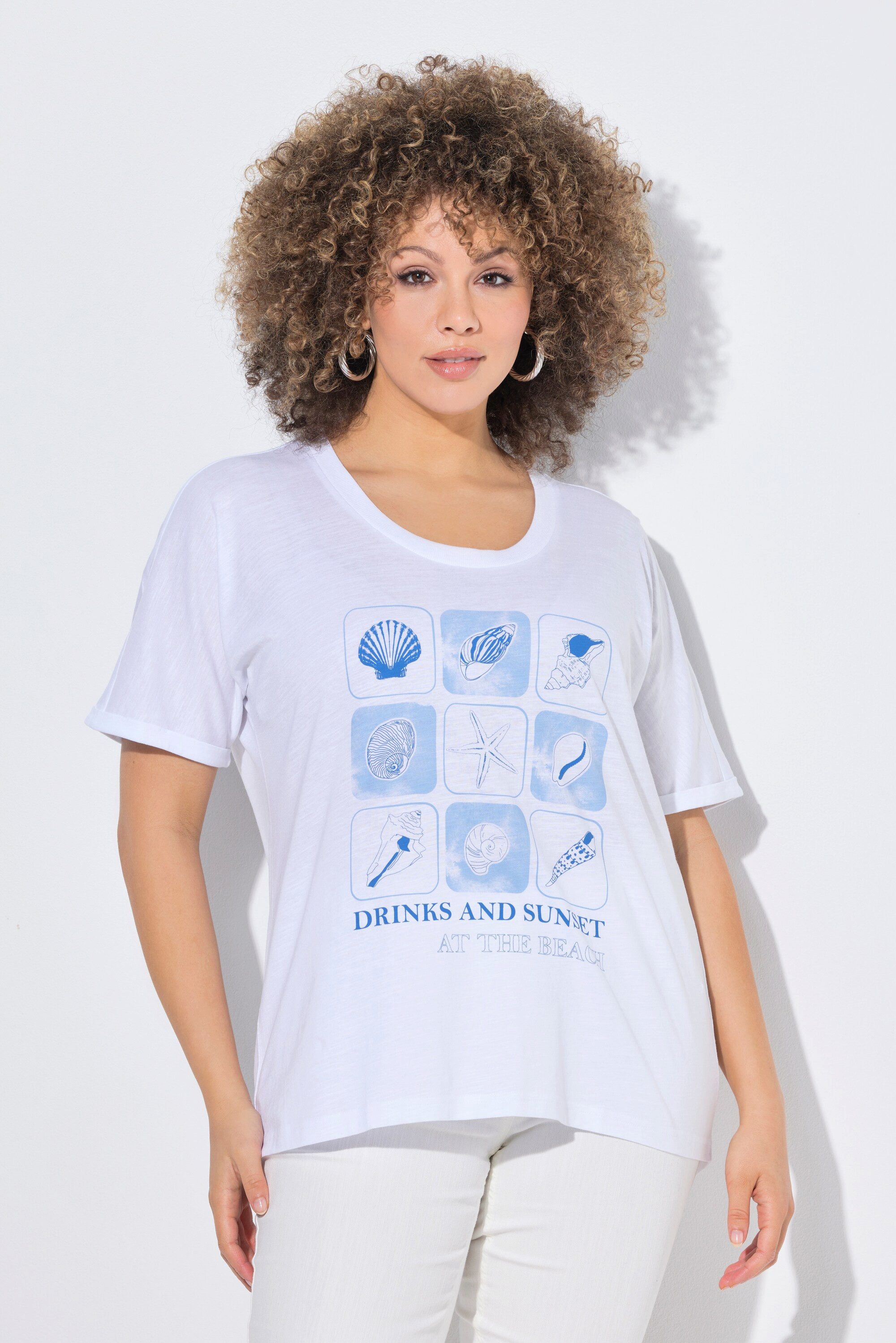 Ulla Popken T-Shirt T-Shirt Meerestiere Oversized günstig online kaufen