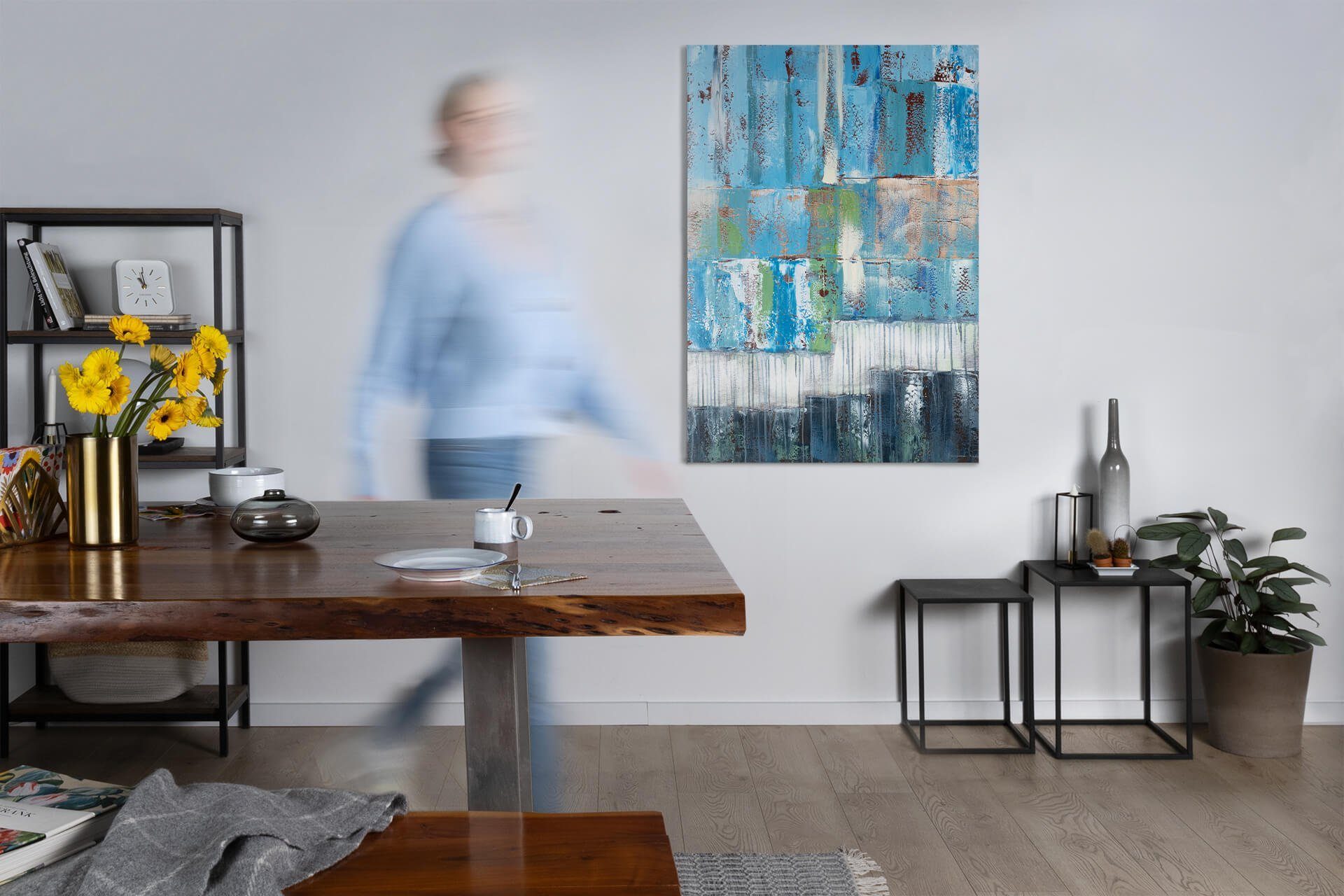 80x120 HANDGEMALT Tiefenentspannung Wohnzimmer KUNSTLOFT Wandbild 100% Leinwandbild cm, Gemälde
