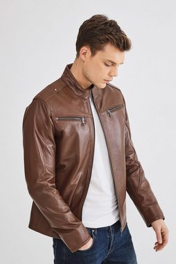 dc Dericompany Lederjacke BD01276 Herren Lammlederjacke "Bernad" in Braun, Übergangsjacke, Bikerjacke