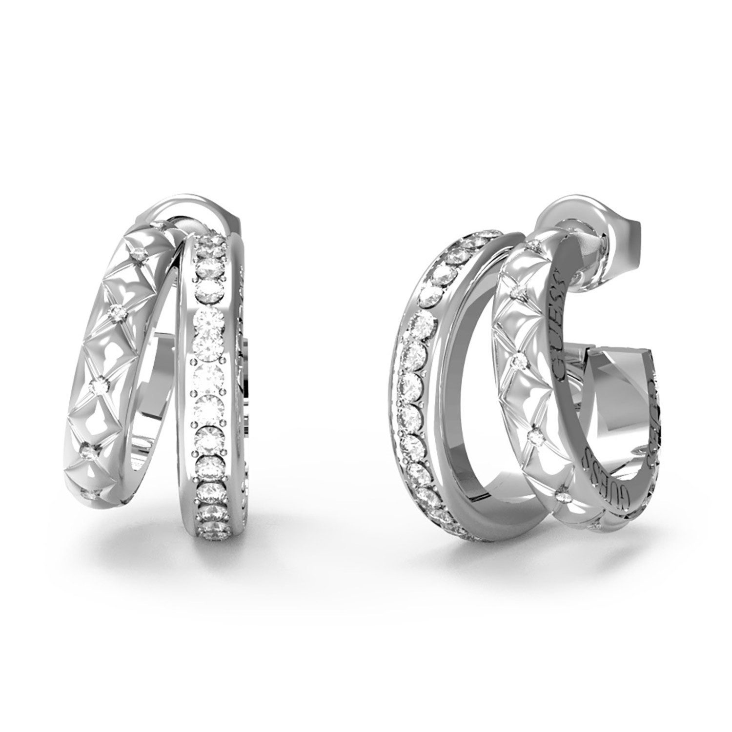 Guess Paar Серьги-кольца Damen-Matelasse Pave Zweireihig