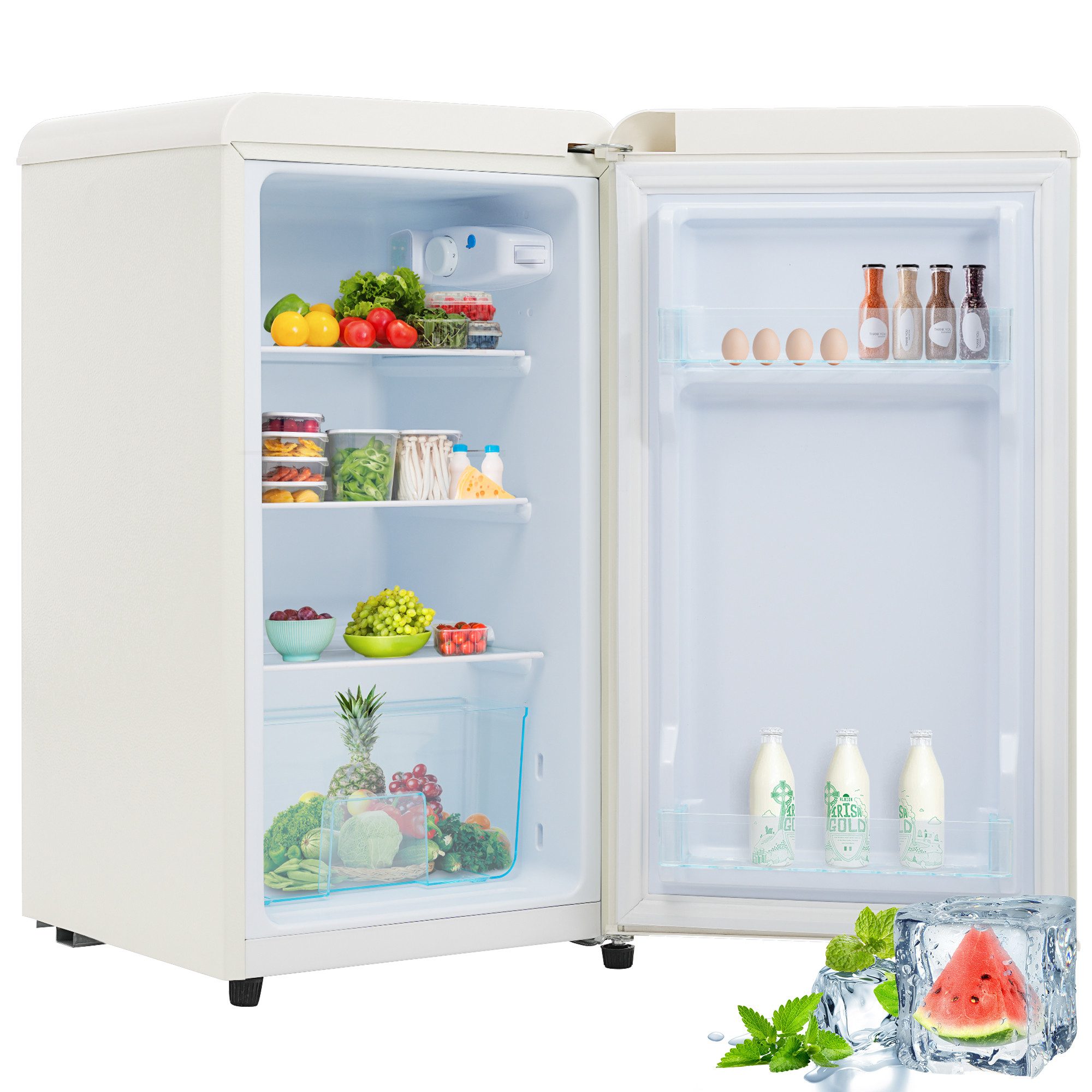 Merax Table Top Kühlschrank BL-76, 72 cm hoch, 41 cm breit, Retro Tischkühlschrank Mini-Kühlschrank freistehend kompakt