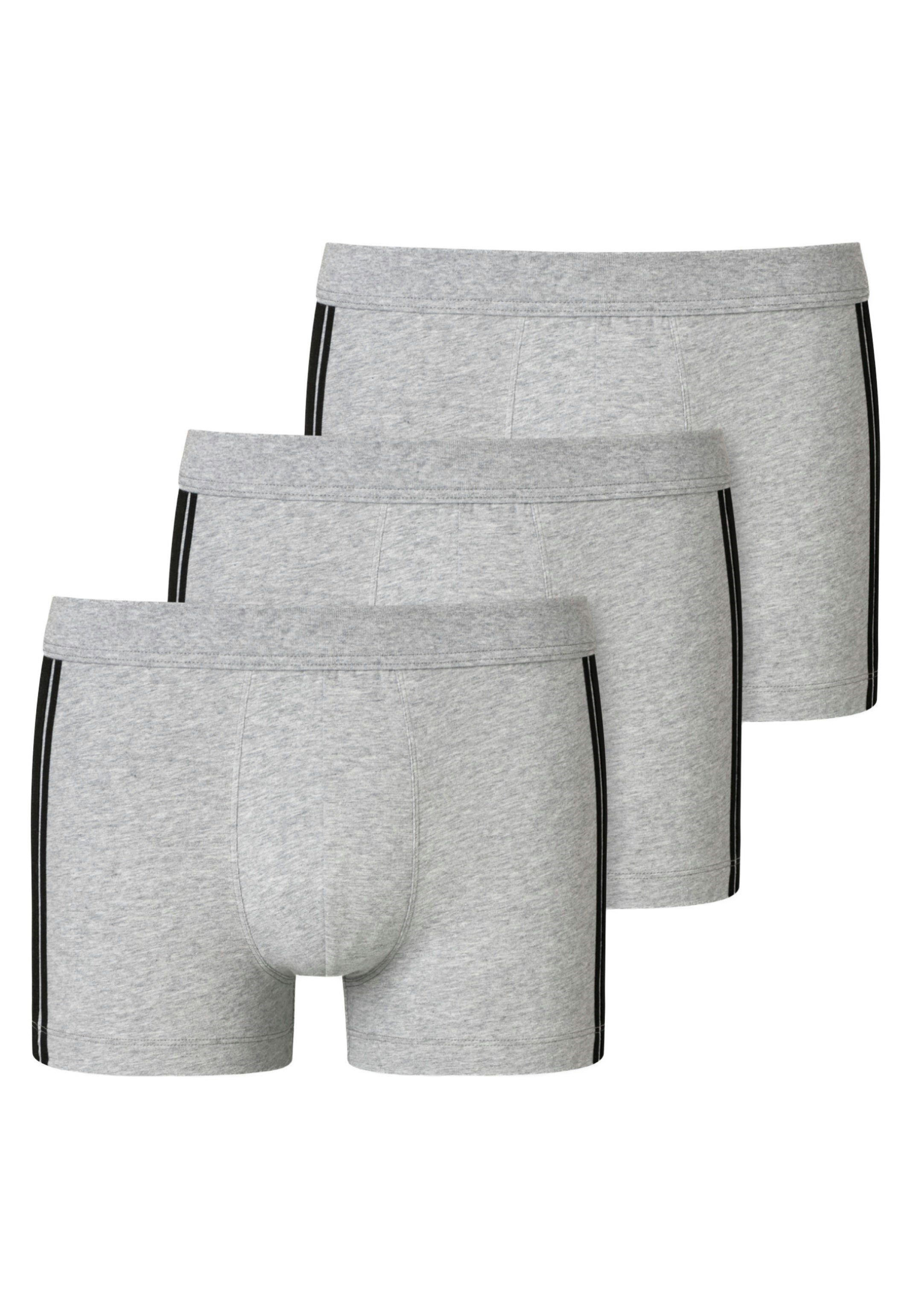 Schiesser Retro Boxer 3er Pack - 95/5 Stretch - Organic Cotton (Spar-Set, 3-St) Retro Short / Pant - Baumwolle - Ohne Eingriff - Grau-Melange | Boxershorts