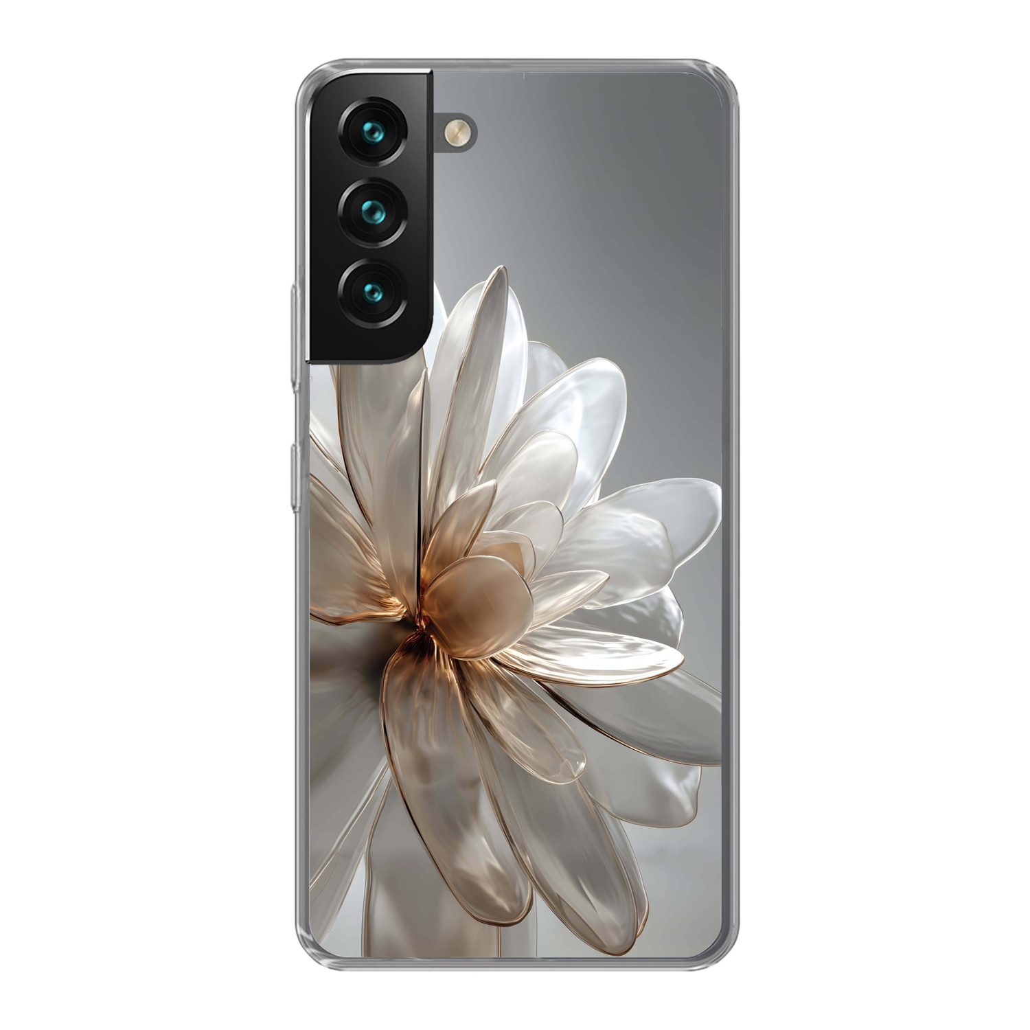 MuchoWow Handyhülle für Samsung Galaxy S22 Plus Blume - Weiß - Neutral, Phone Case, Silikon, Schutzhülle Dünn