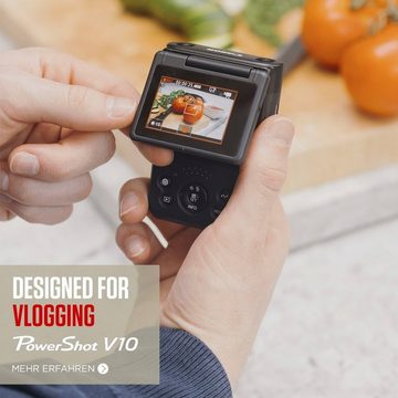 Canon PowerShot V10 Silber Vlogging-Kit Camcorder (4K Ultra HD, Bluetooth, WLAN (Wi-Fi)